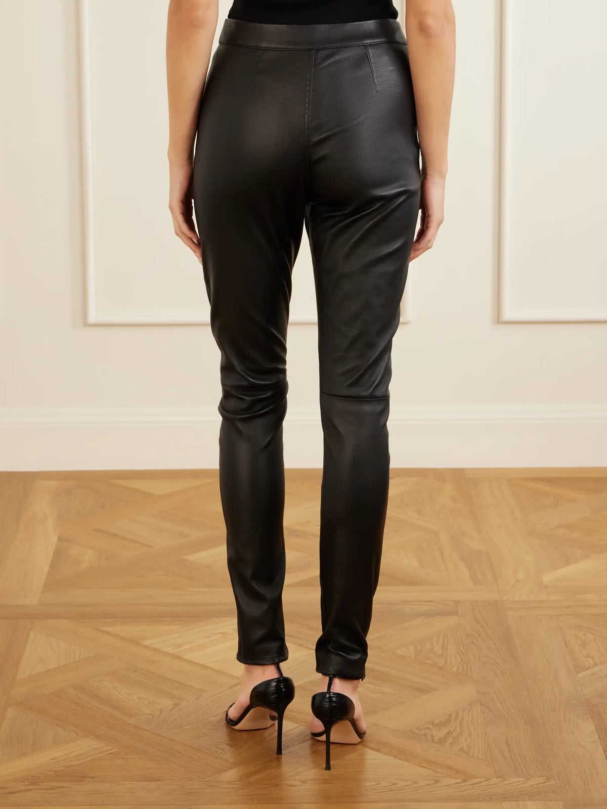 Zip-up Leather Skinny-leg Pants