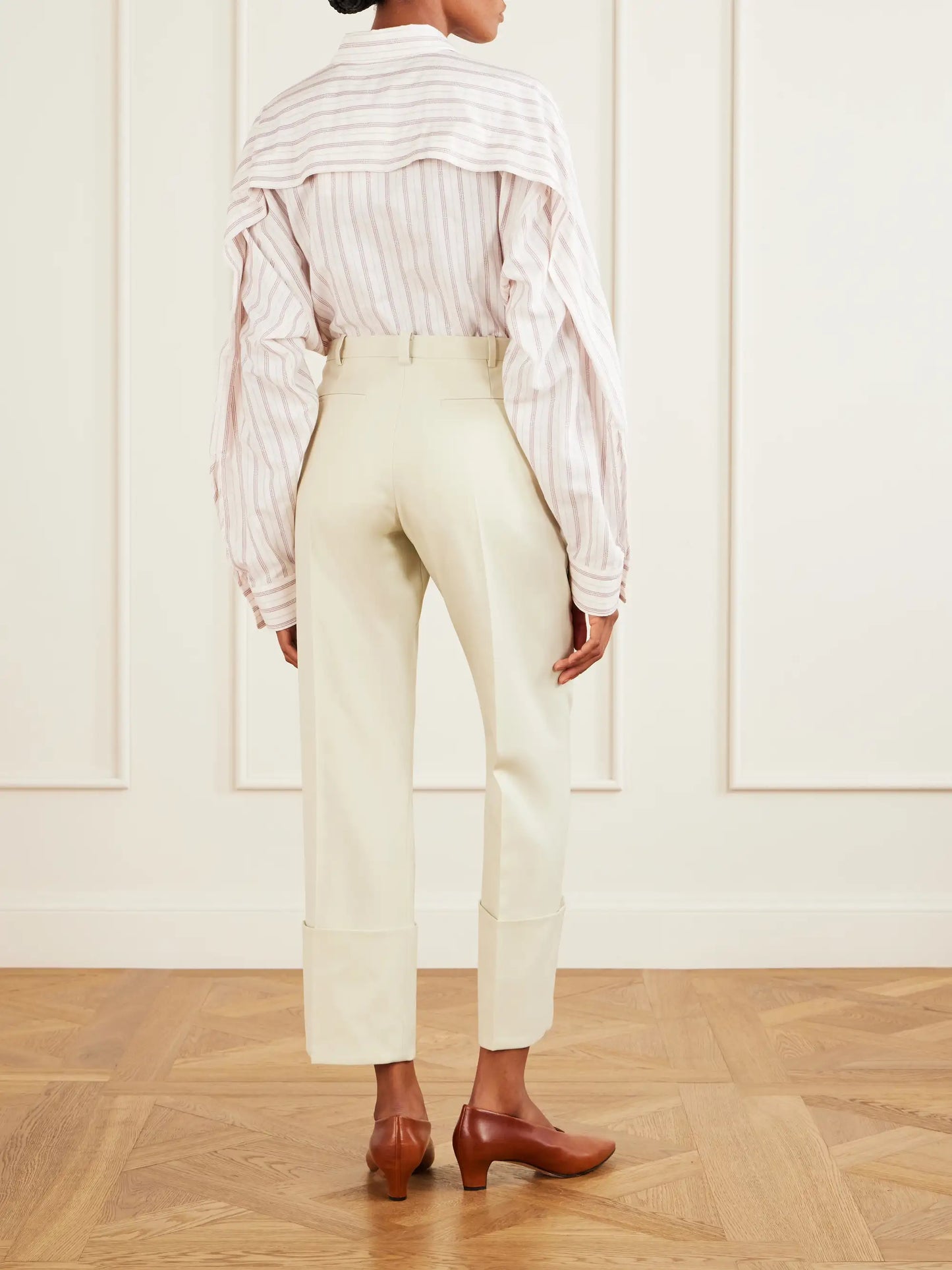 Ramie-blend Twill Straight-leg Pants