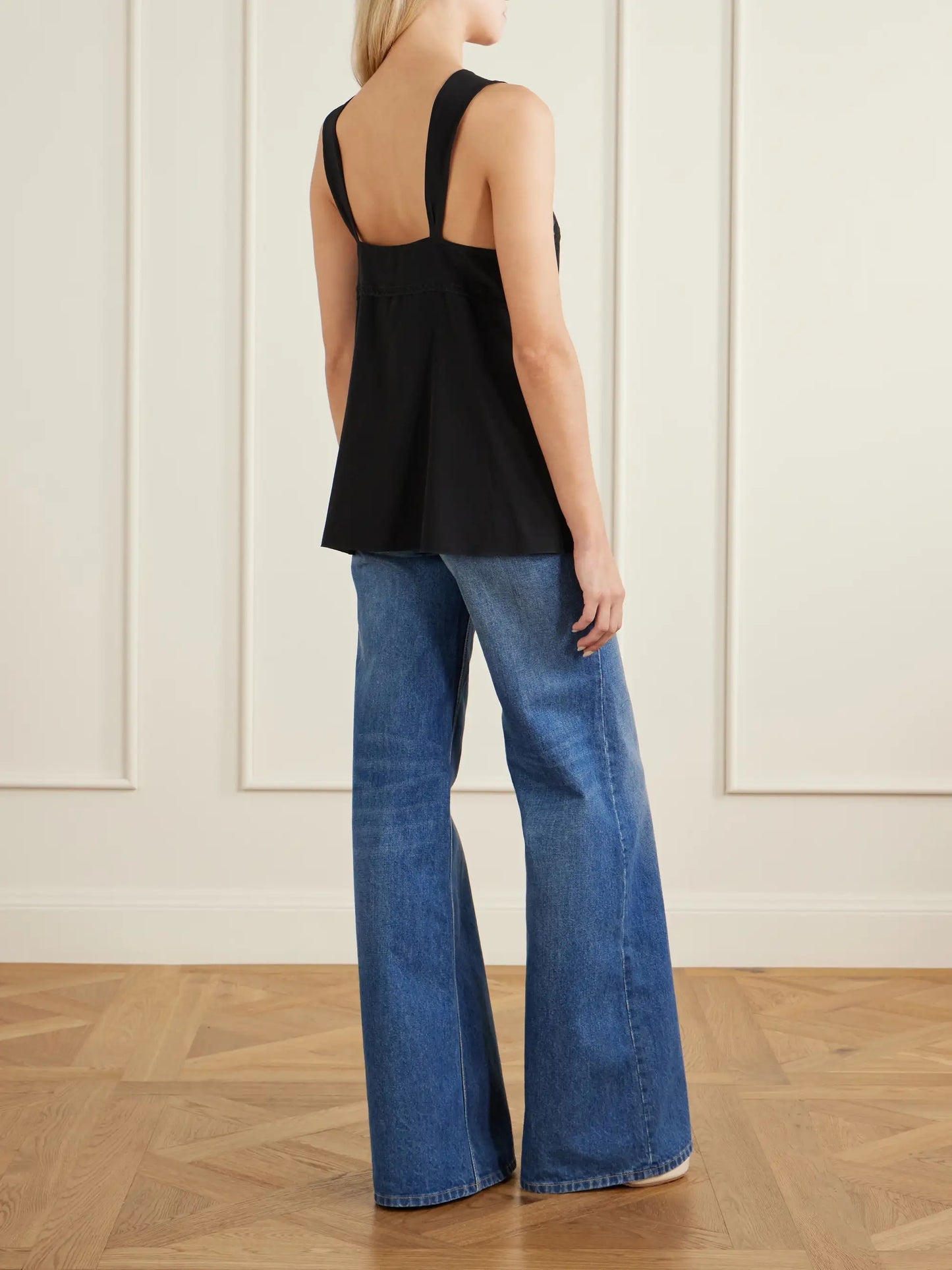 Knotted Lace-trimmed Silk Crepe De Chine Tank