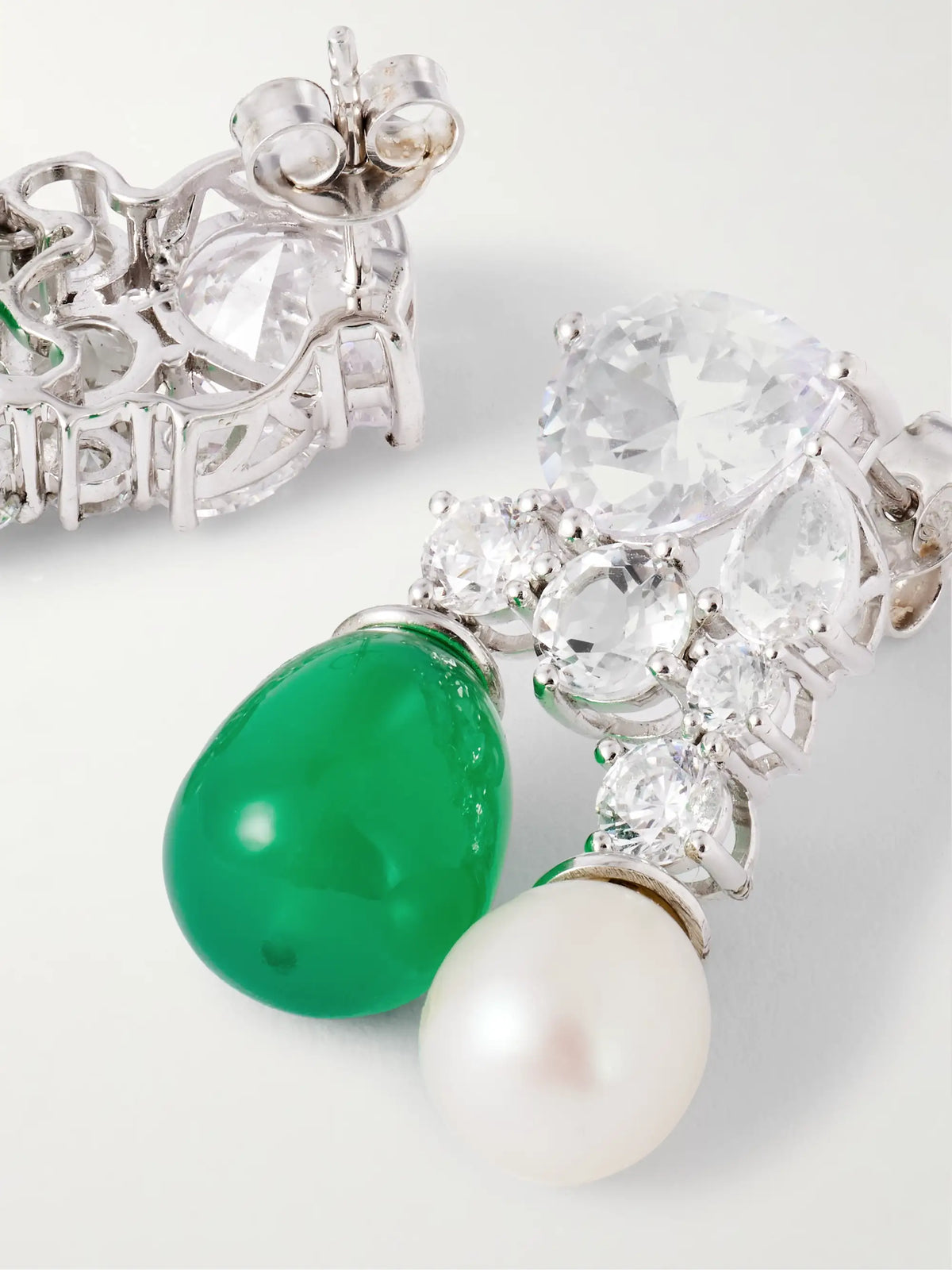 Rhodium-plated, Cubic Zirconia, Resin And Pearl Earrings