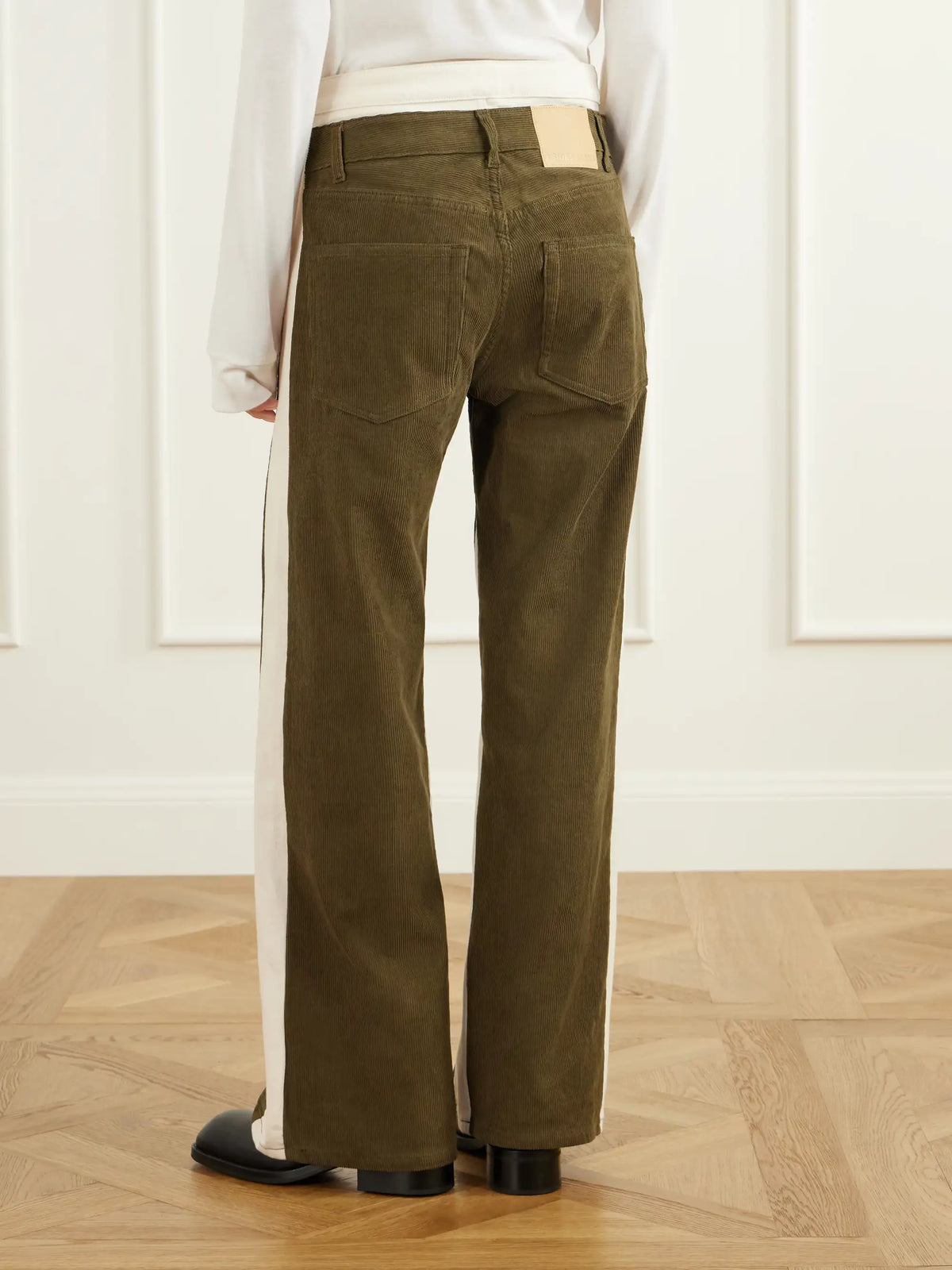 B SIDES Double Waistband Rework Cotton-corduroy High-rise Wide-leg Jeans