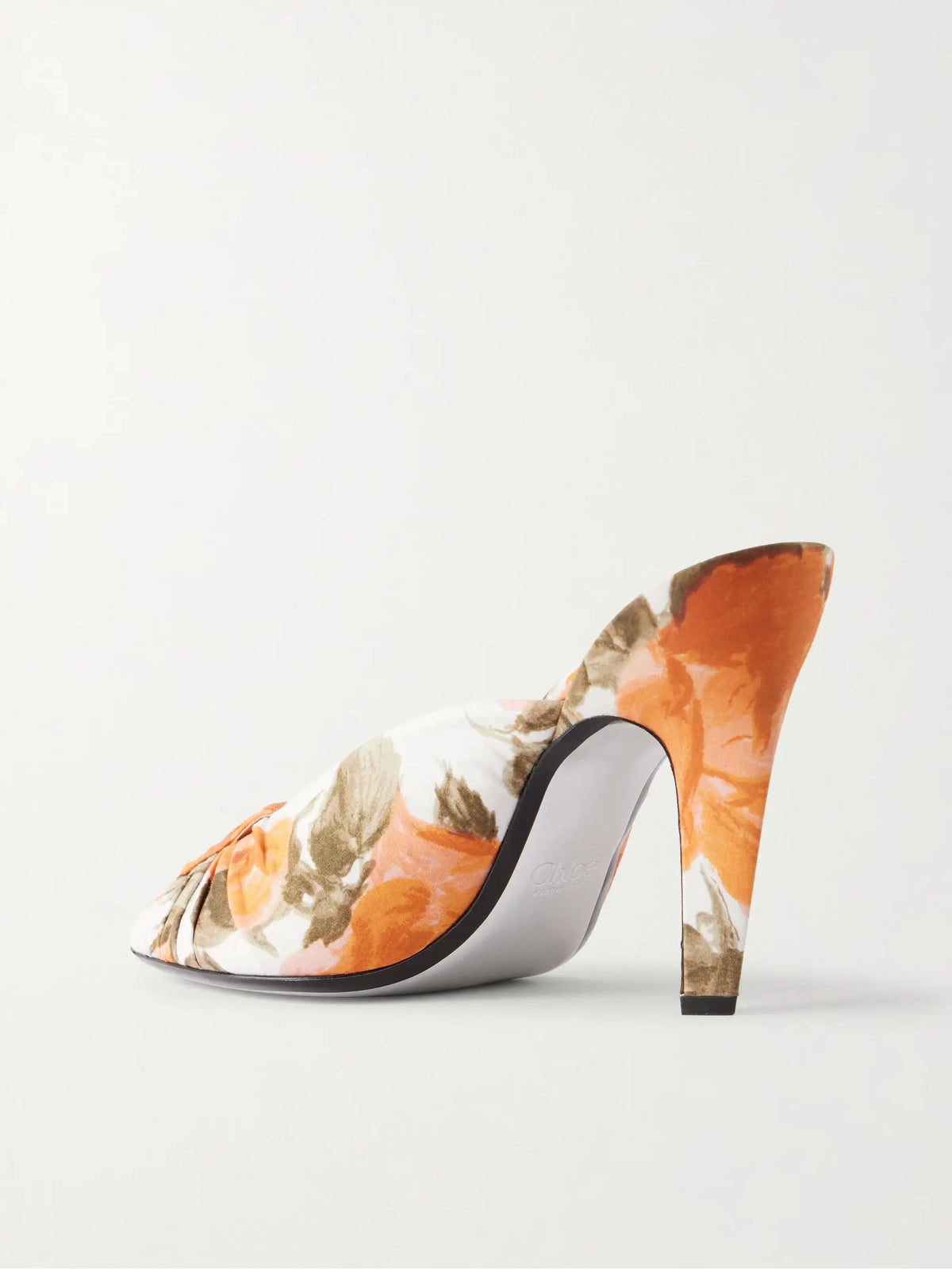 Suzie Ruched Floral-print Satin Sandals
