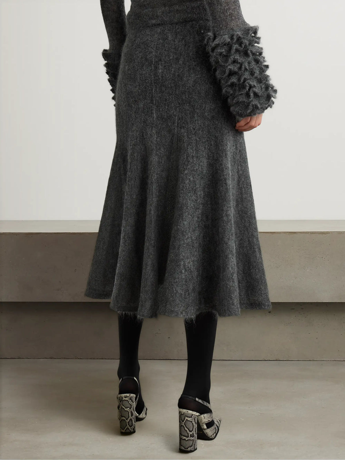 Pleated Mohair-blend Midi Skirt