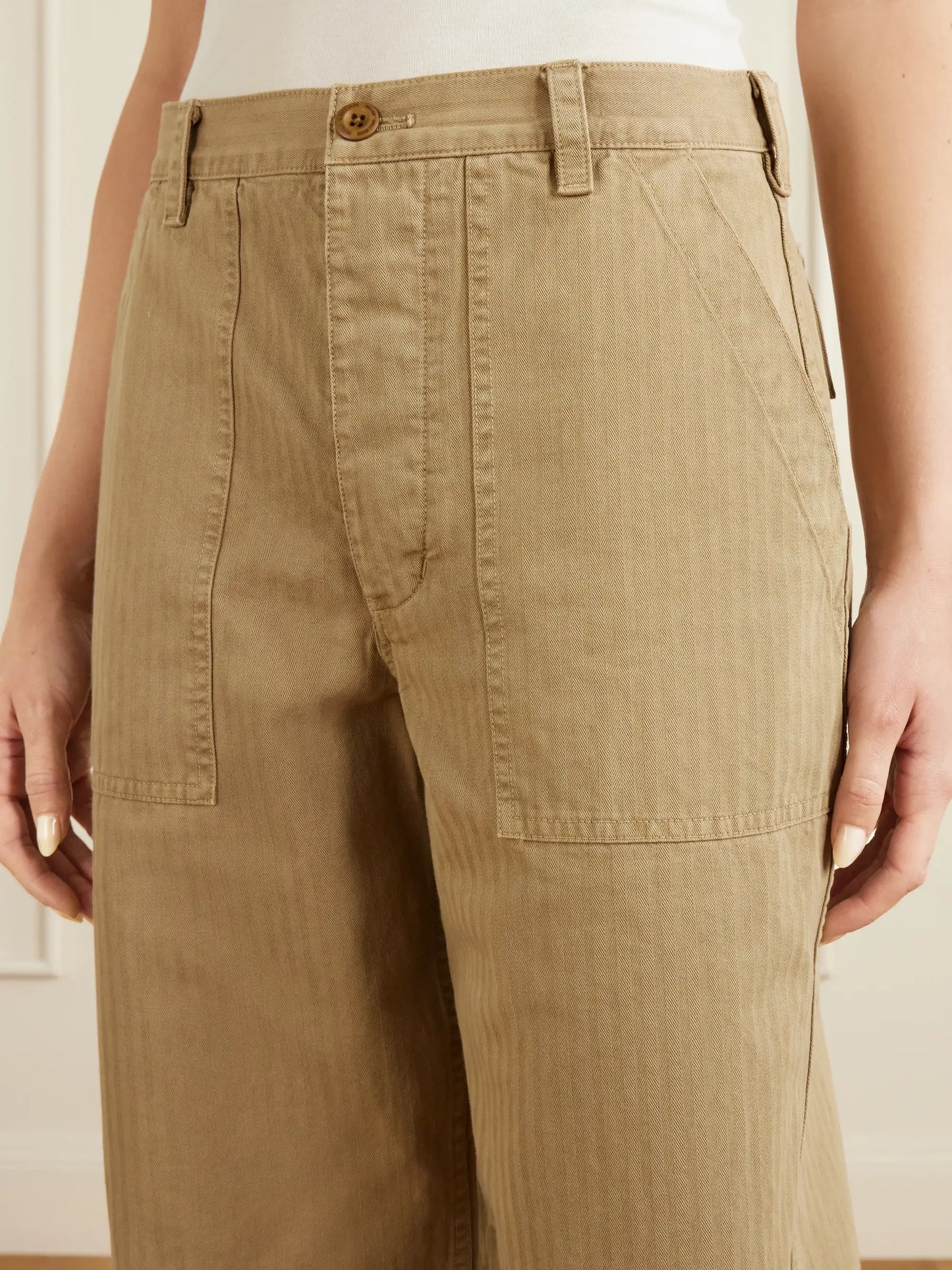 Earl Herringbone Cotton Straight-leg Pants