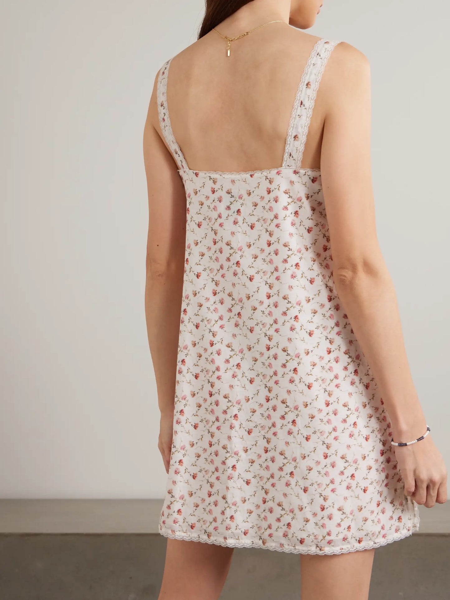 Charlotte Lace-trimmed Floral-print Cotton Mini Dress