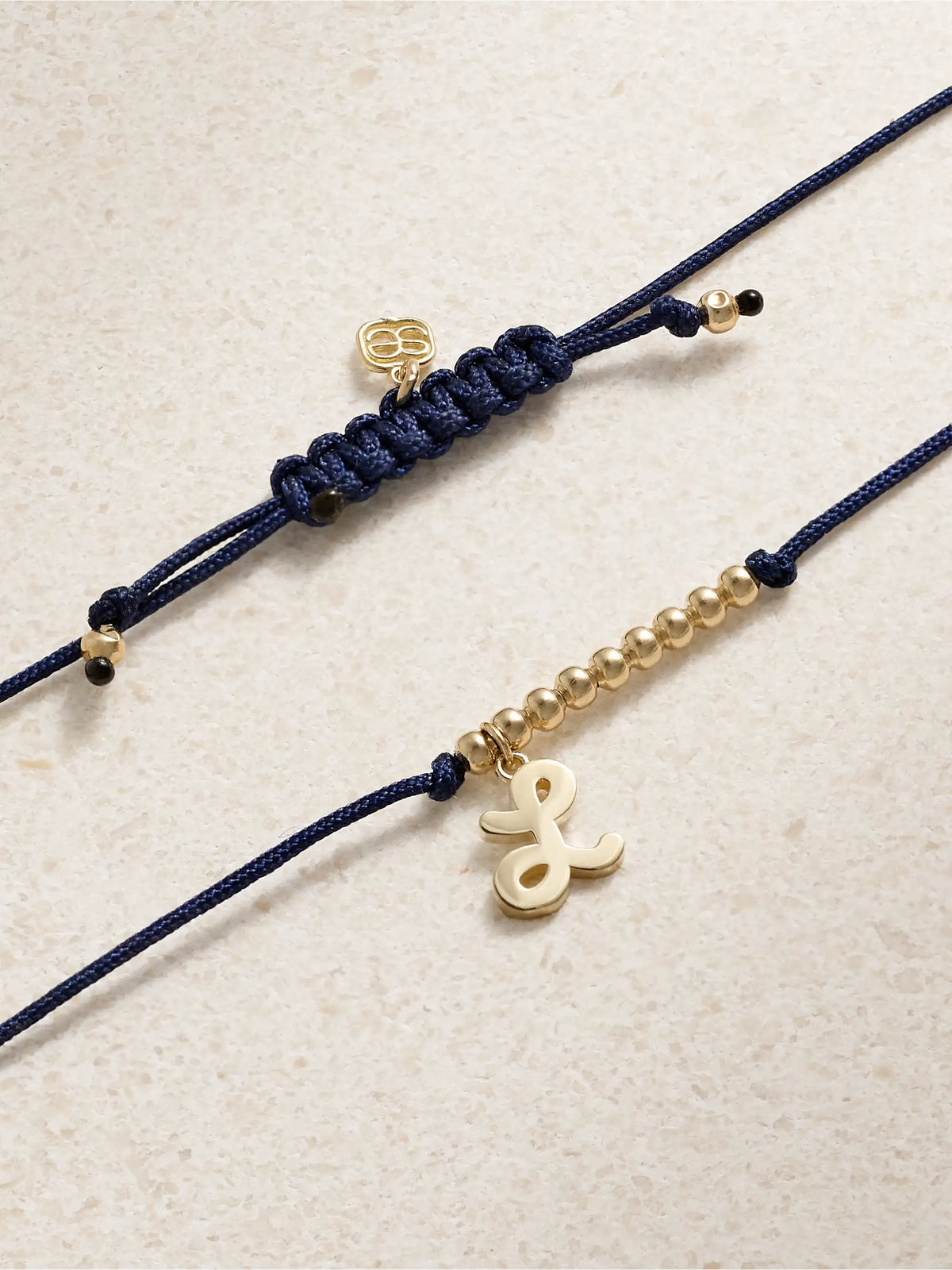 Initial 14-karat Gold And Cord Bracelet