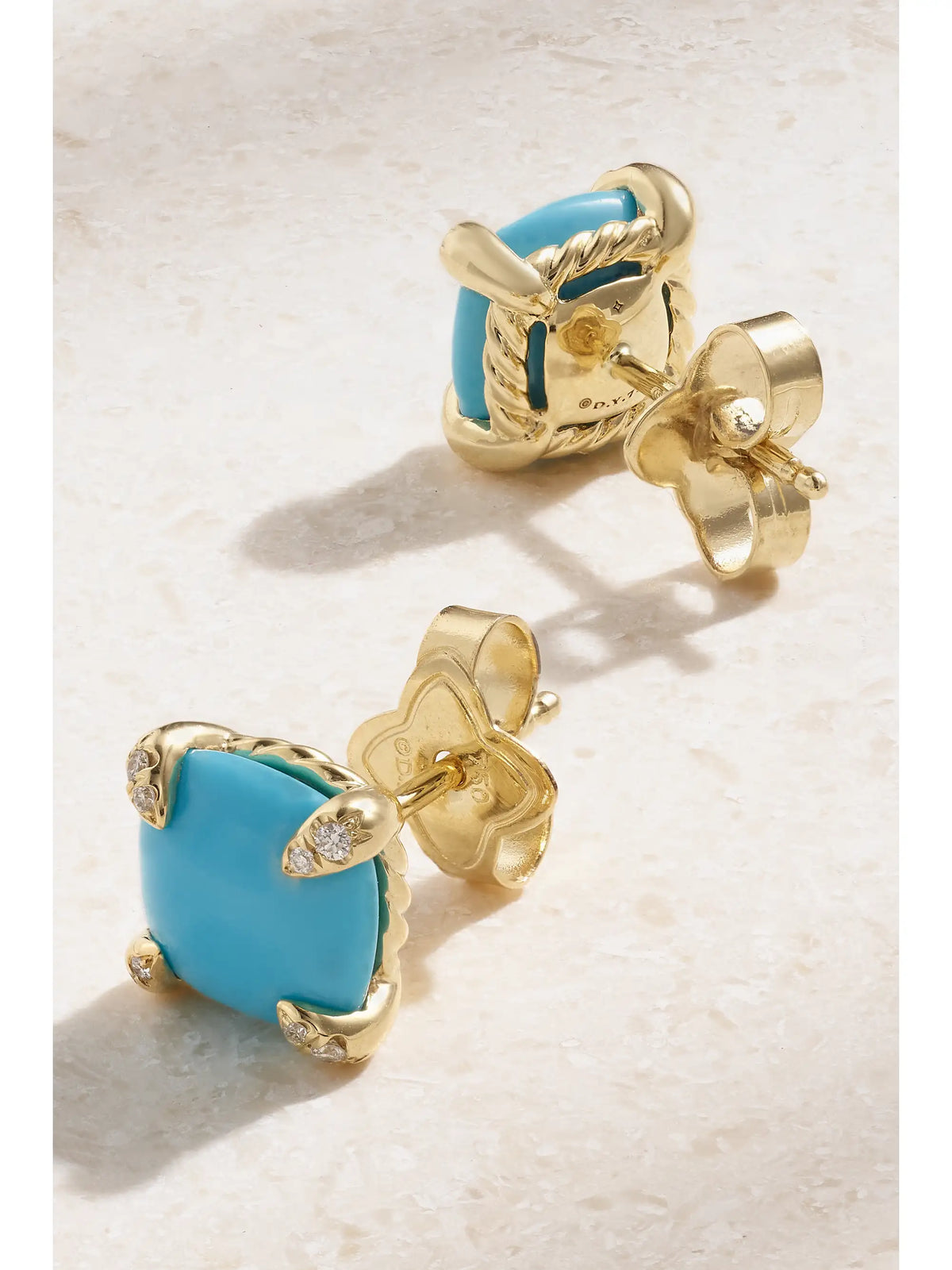 Châtelaine 18-karat Gold, Diamond And Turquoise Earrings