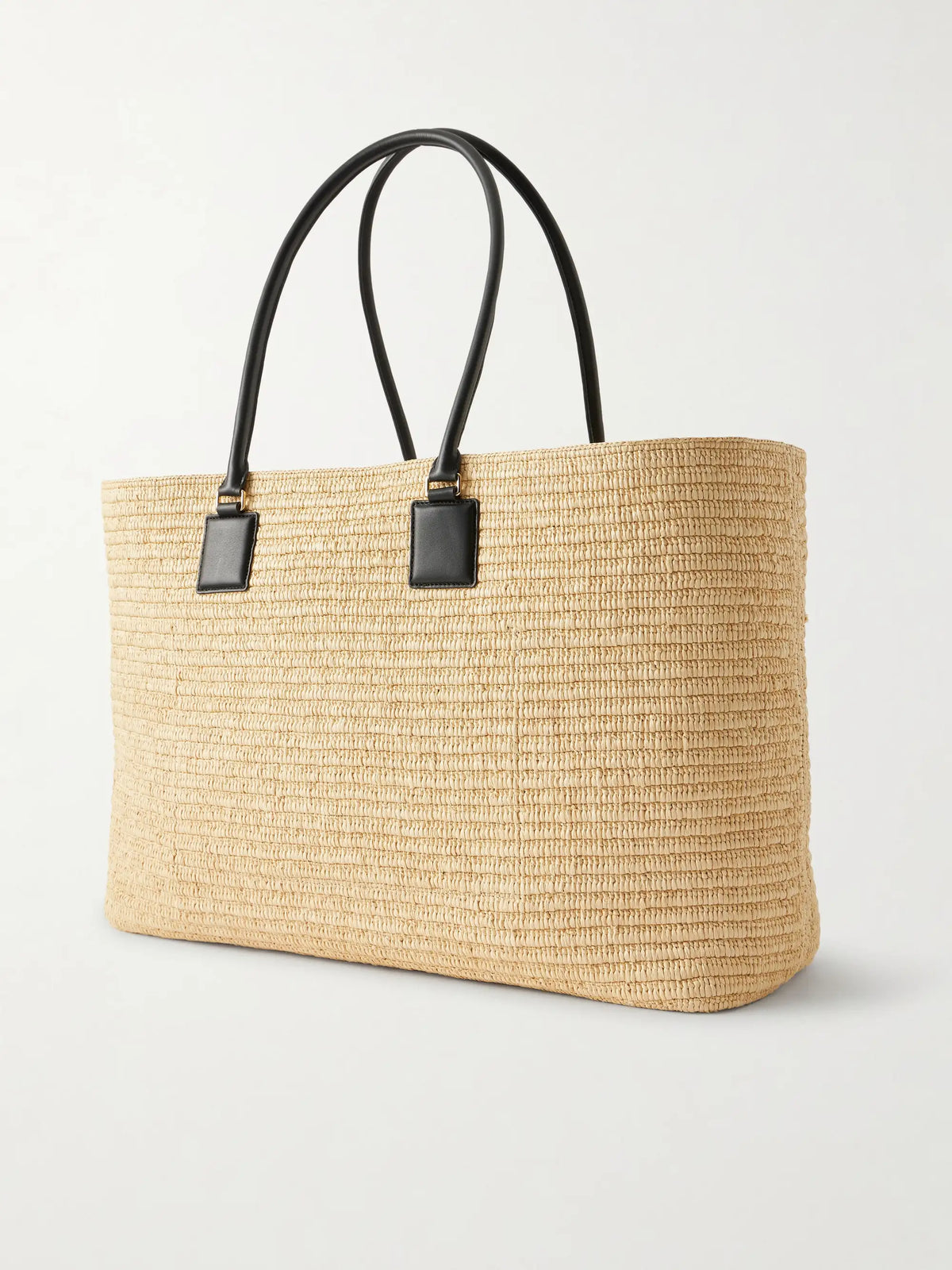 Verano Embroidered Leather-trimmed Raffia Tote