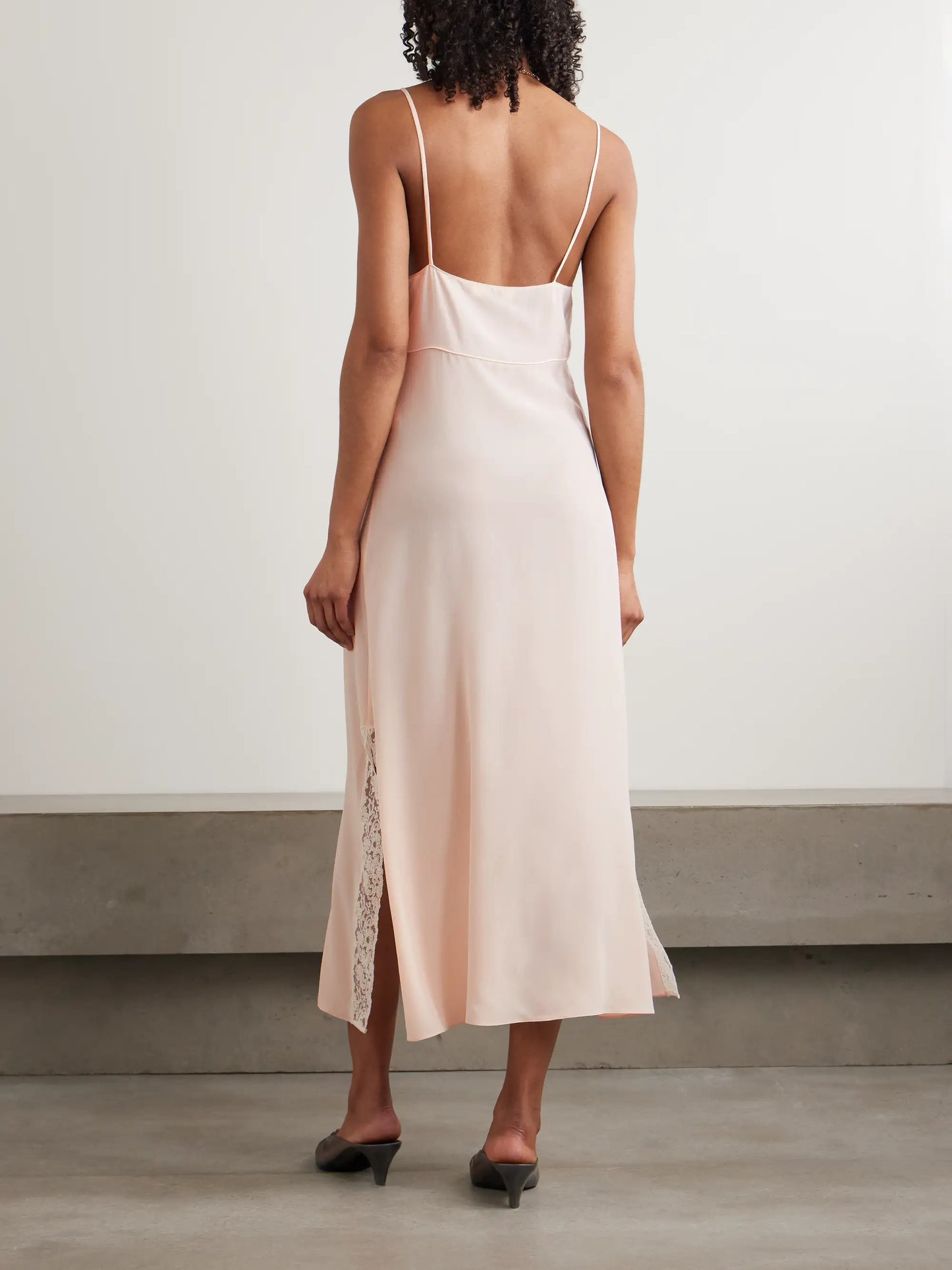 Lace-trimmed Silk Crepe De Chine Maxi Dress