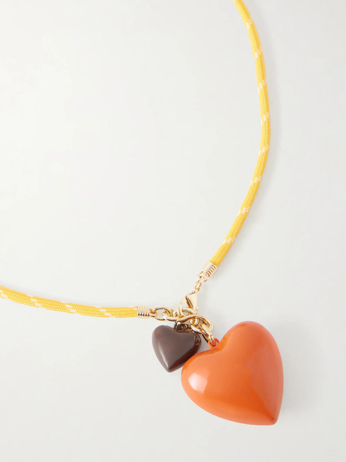 The Mini Puffy Heart Gold-tone, Enamel And Cord Necklace