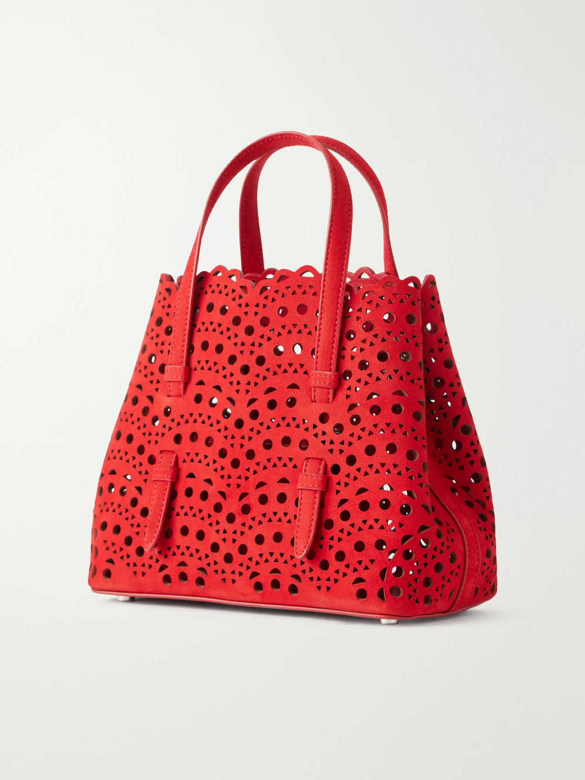 Alaïa Mina Laser-cut Nubuck Top-handle Bag