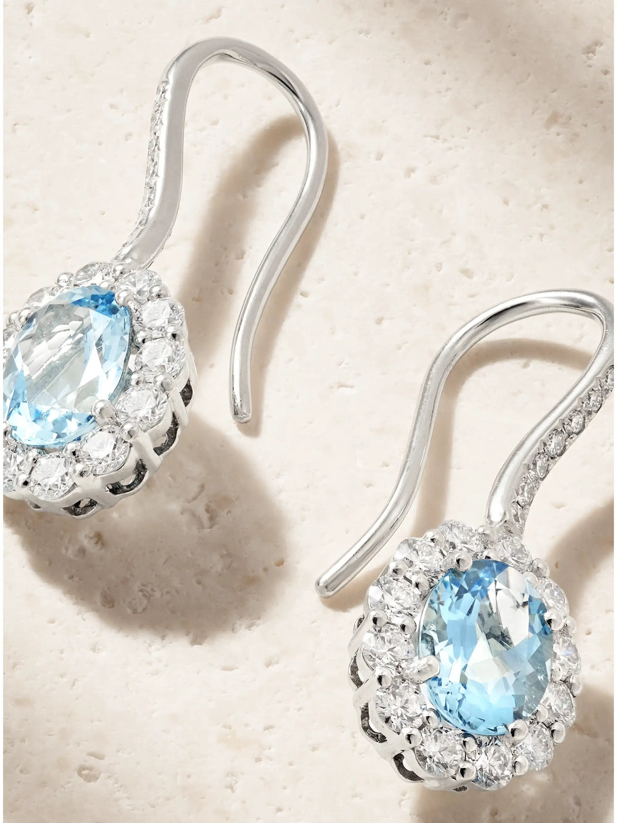 1735 Platinum, Aquamarine And Diamond Earrings