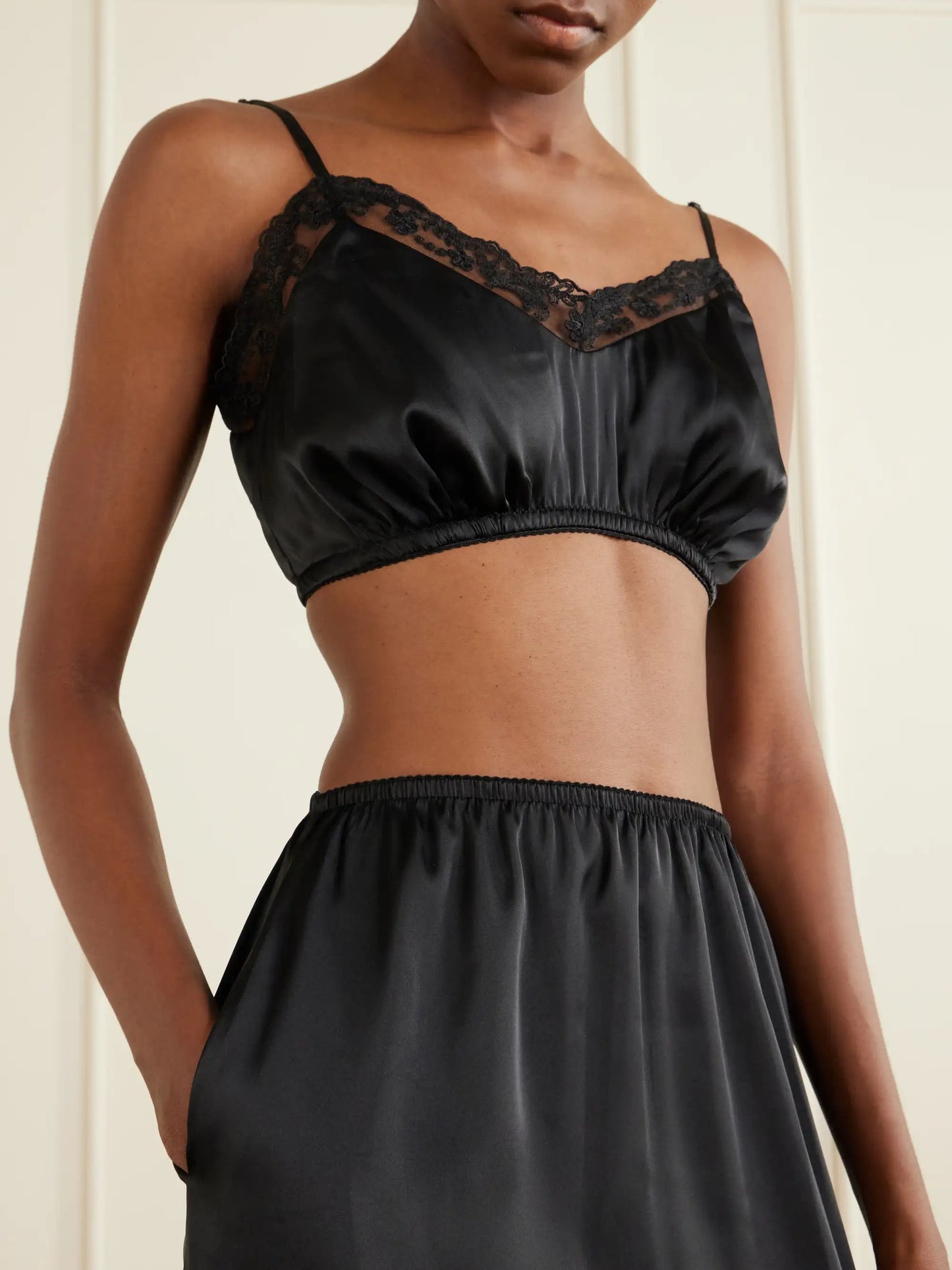 Ruffled Satin Midi Skirt