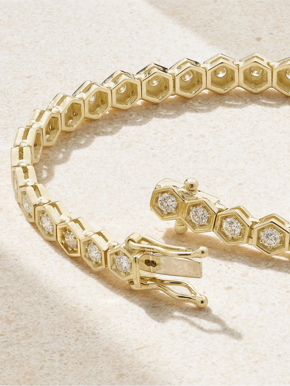 Hexagon Xxlarge 18-karat Gold Diamond Tennis Bracelet
