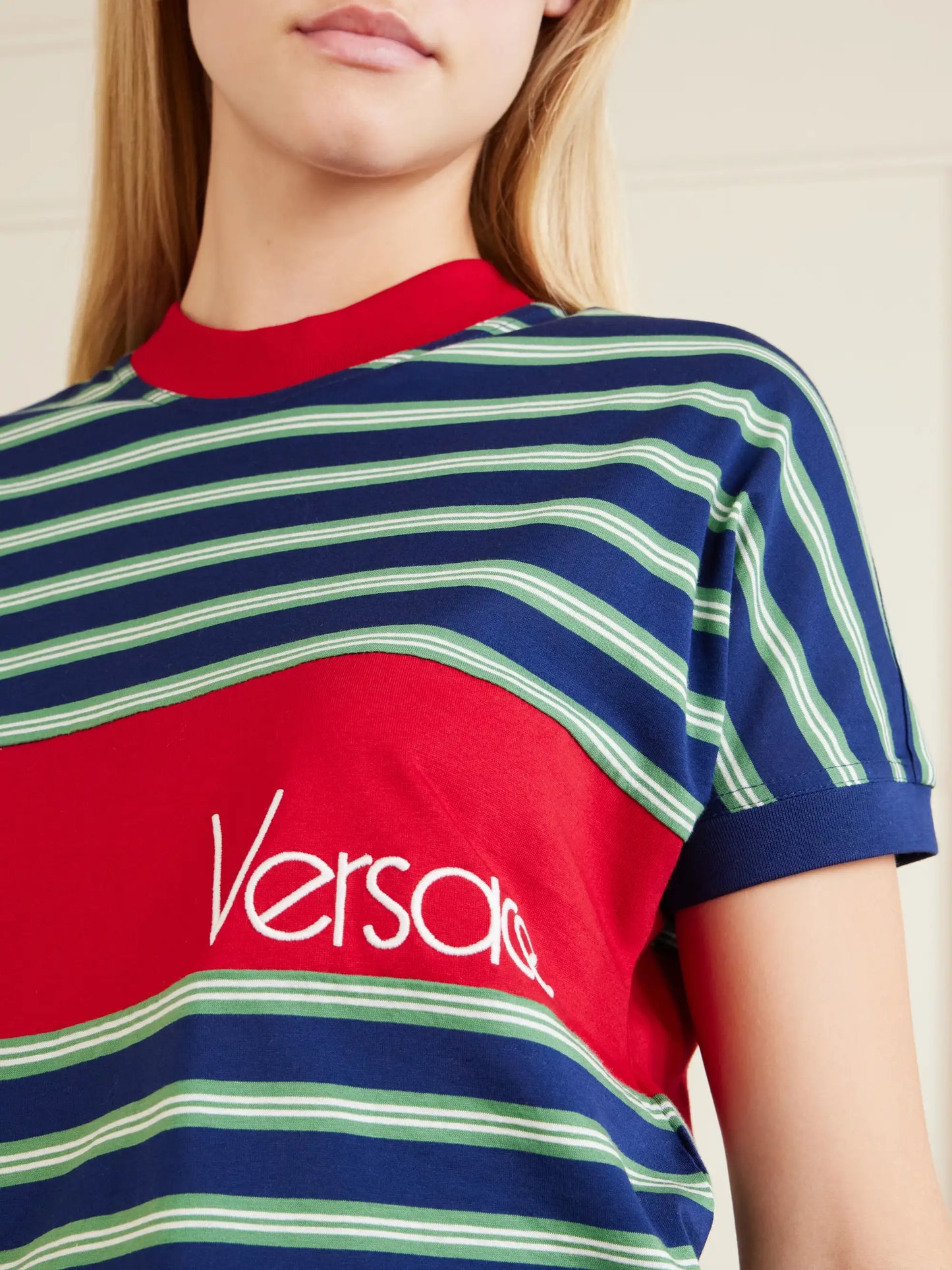 Logo-embroidered Striped Cotton-jersey T-shirt
