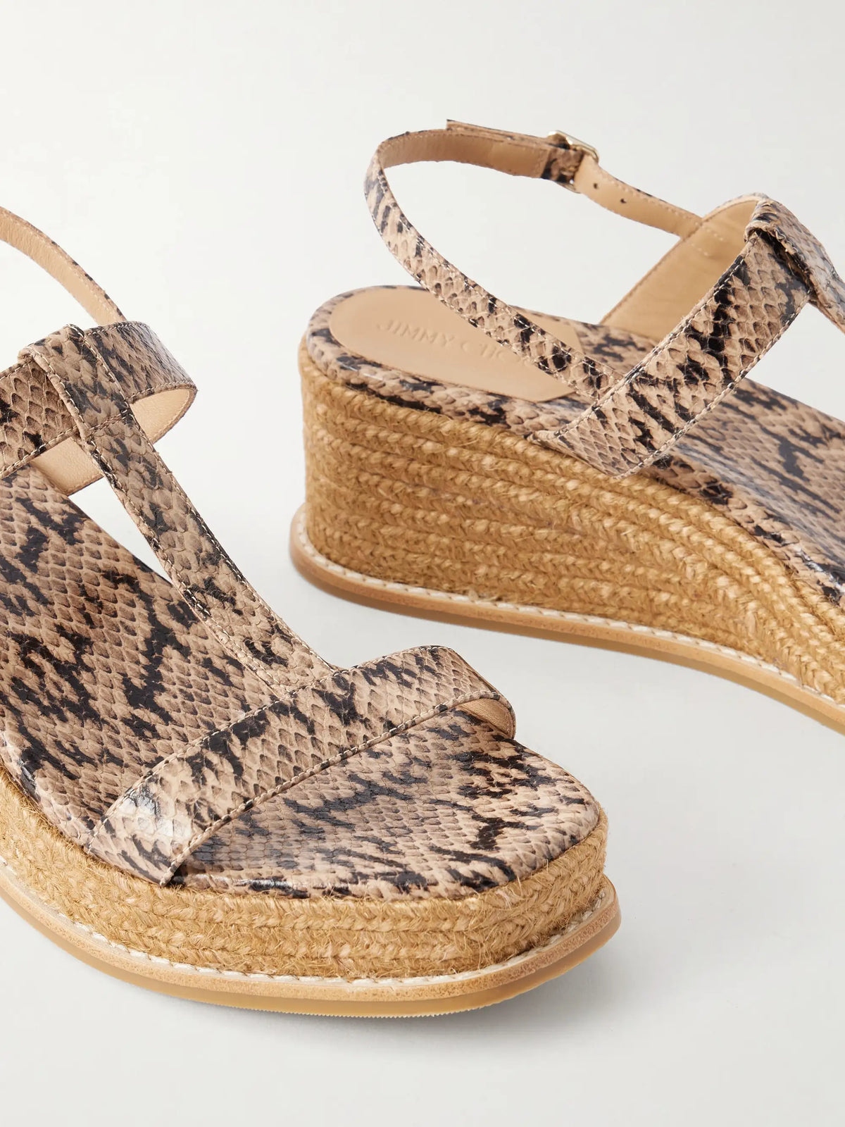 Theia 60 Snake-effect Leather Espadrilles Wedge Sandals