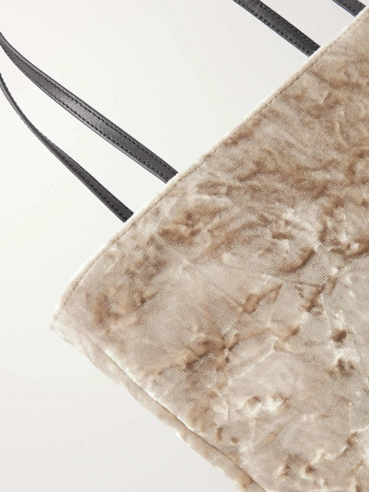 Valesque Thea Leather-trimmed Crushed-velvet Tote