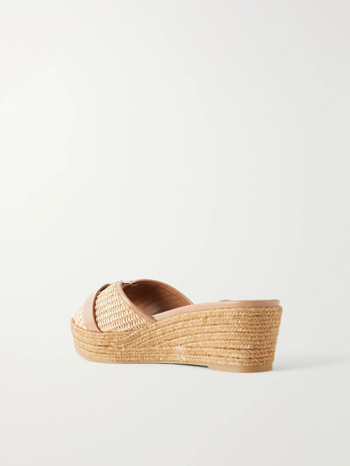 Leda 50 Leather-trimmed Raffia Platform Espadrilles