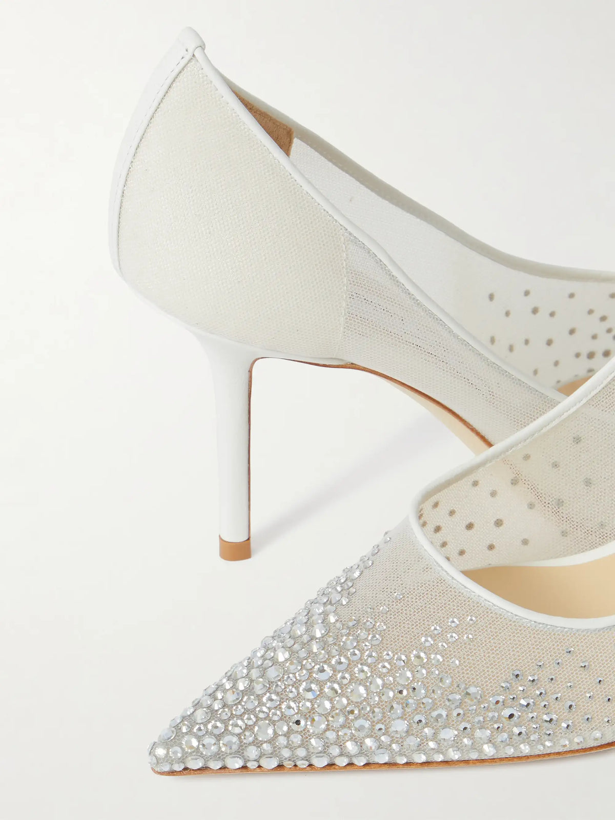 Love 85 Leather-trimmed Crystal-embellished Mesh Pumps