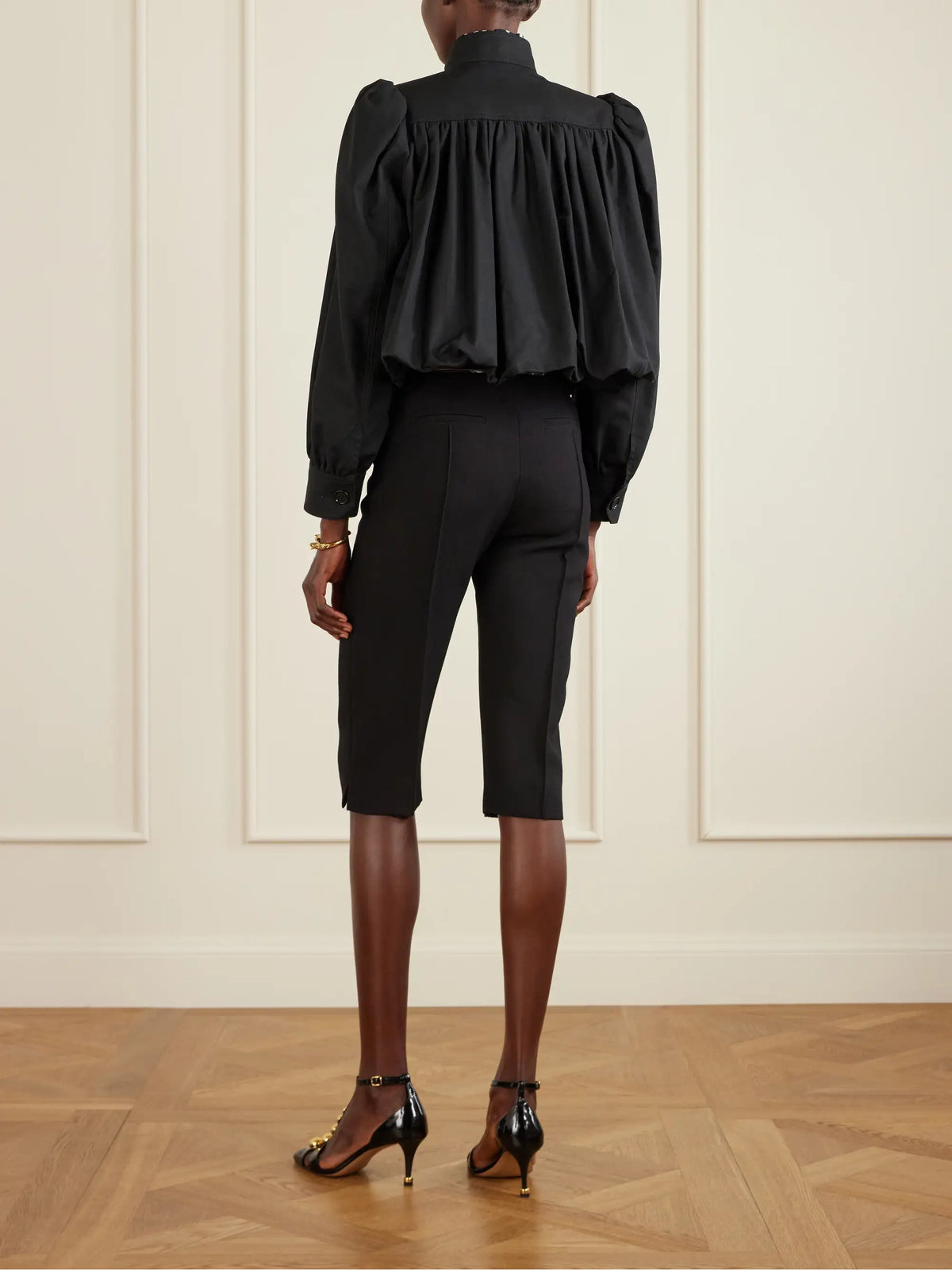 Cropped Gathered Cotton-canvas Jacket