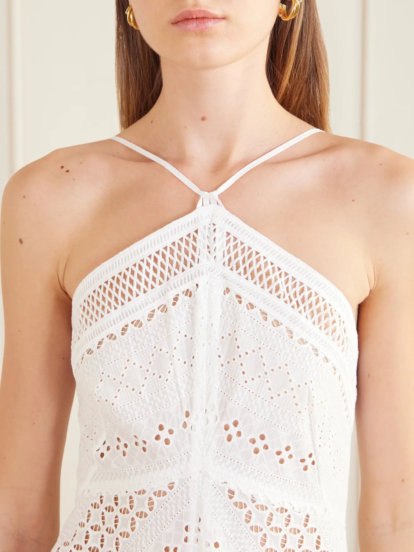 Castiglione Broderie Anglaise Cotton Halterneck Midi Dress