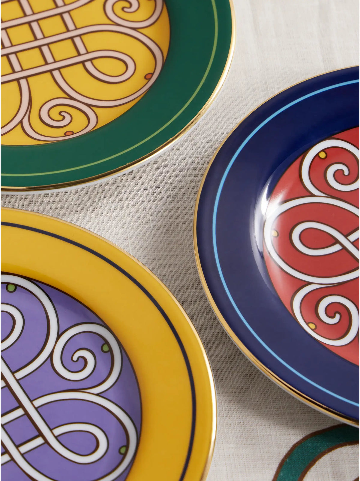Set Of Four Printed Porcelain Dessert Plates