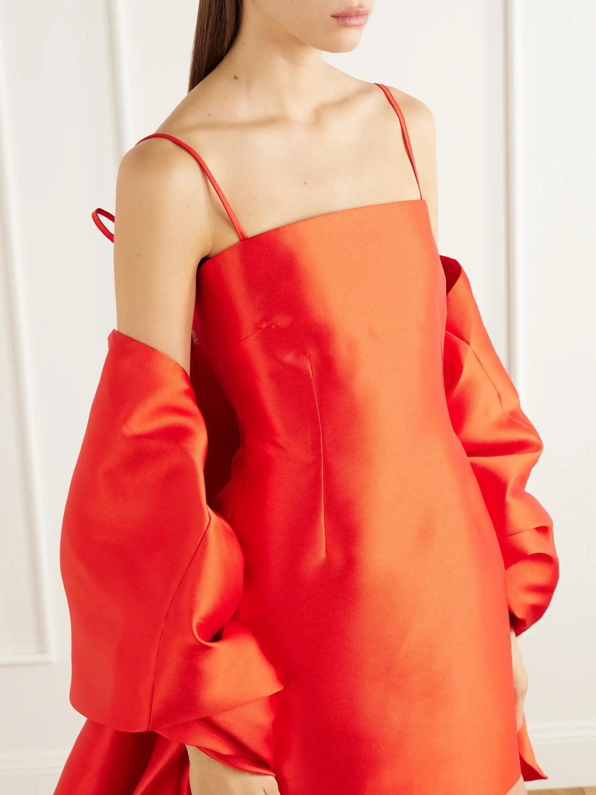 Solace London Bessette Shawl-detail Satin-twill Mini Dress