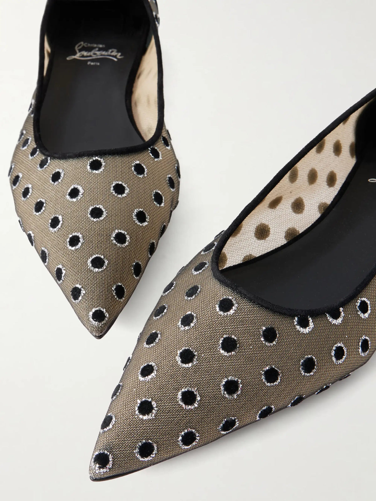 Christian Louboutin Miss Z Polka-dot Mesh Ballet Flats