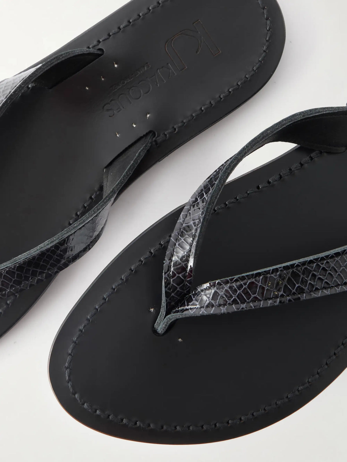Torino Snake-effect Leather Thong Sandals