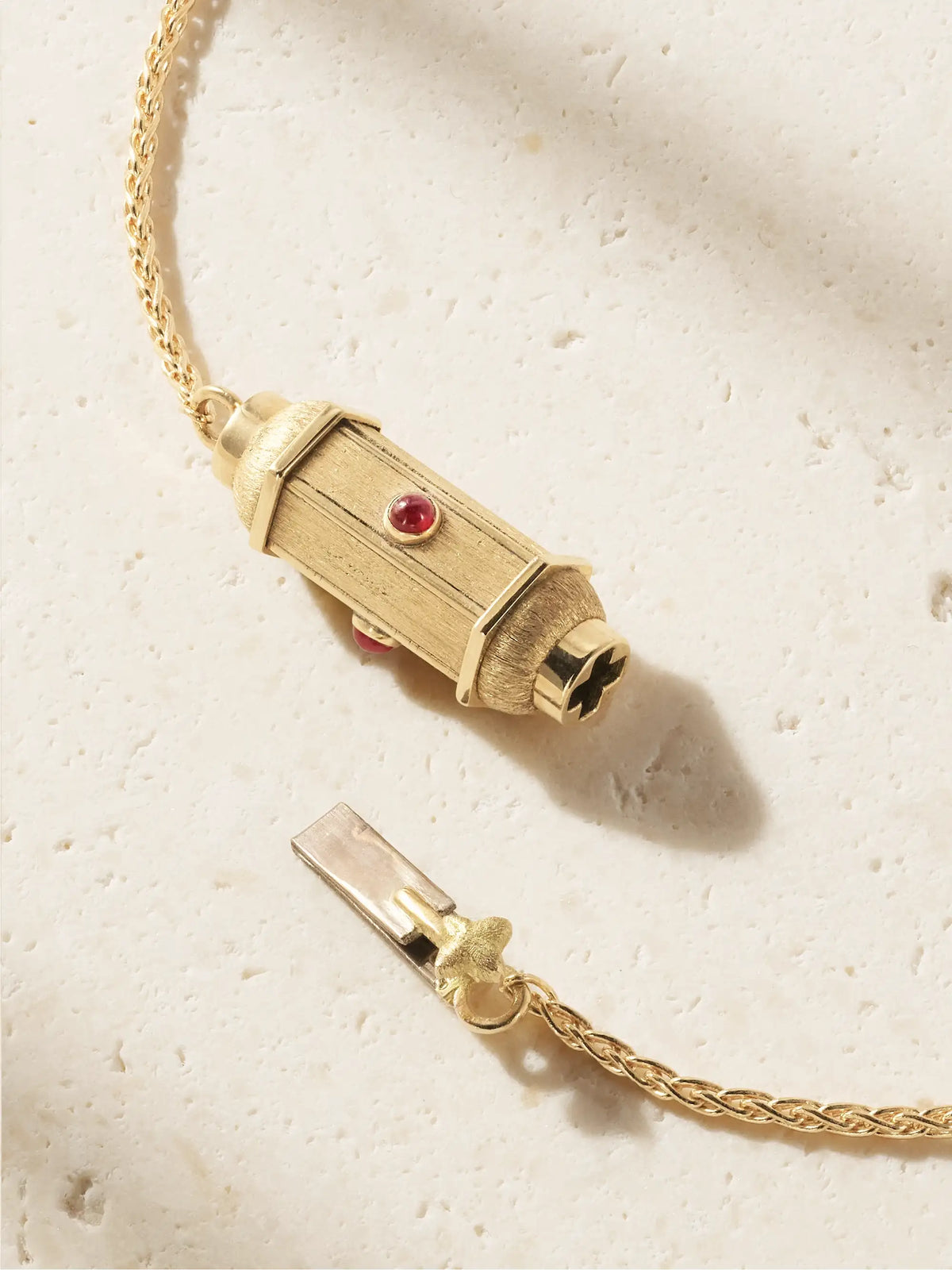 Micro Coco Locket 18-karat Gold Ruby Necklace