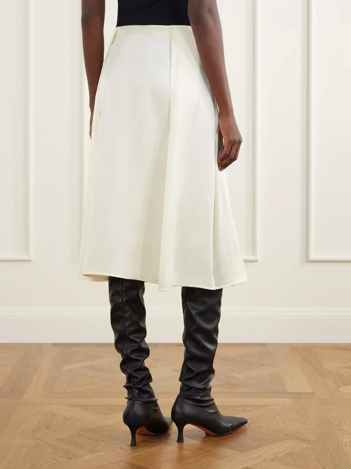 Jil Sander Pleated Satin Midi Skirt