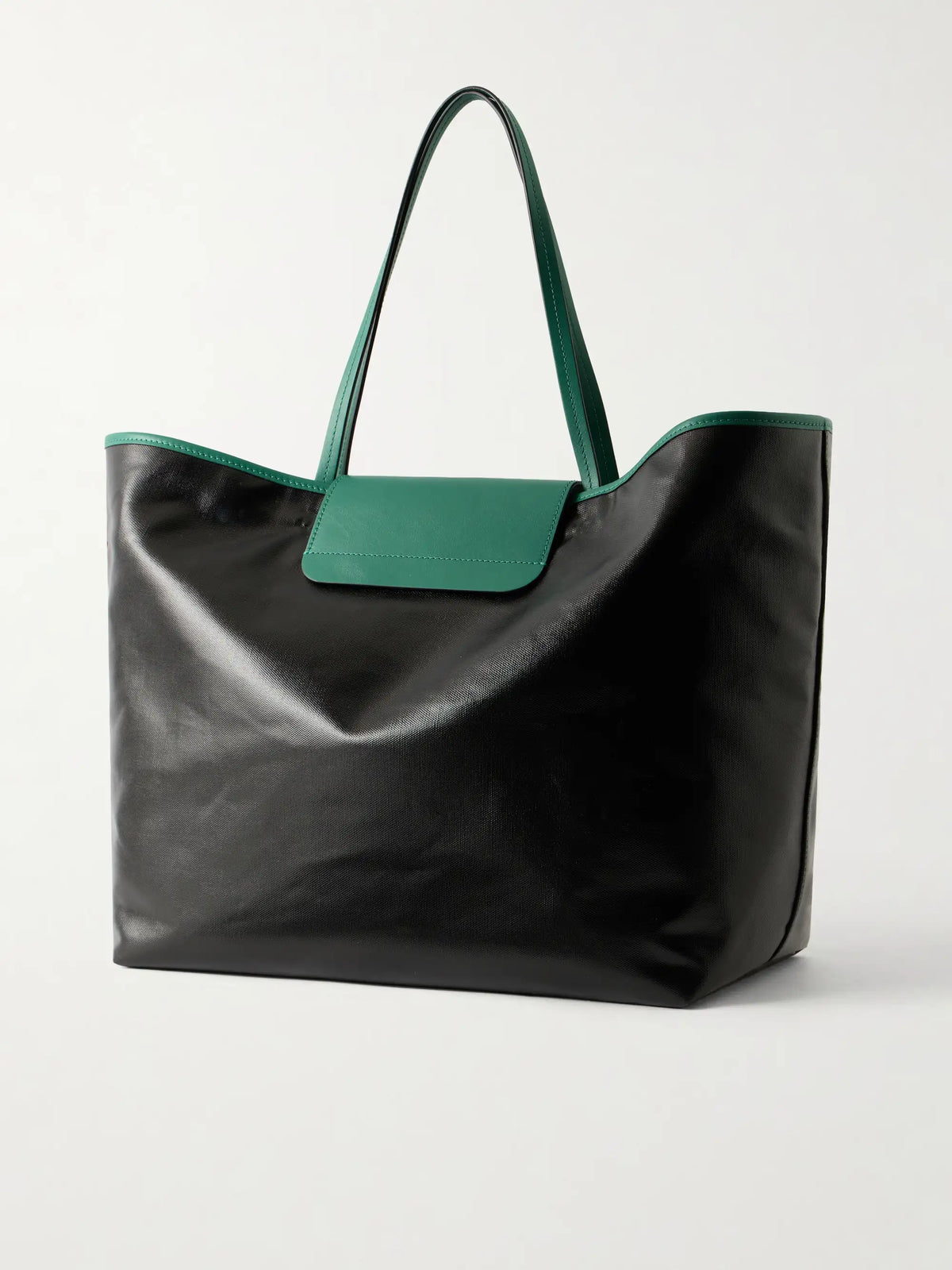 Logo-appliquéd Leather-trimmed Coated-canvas Tote