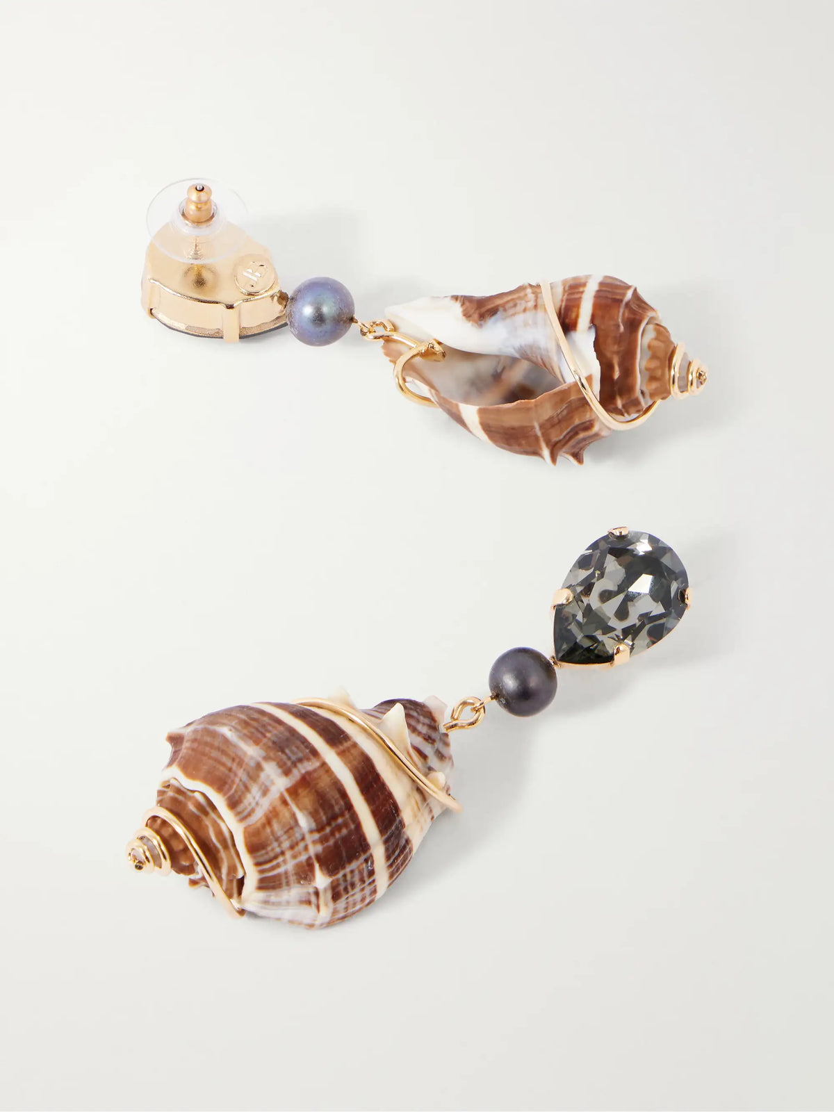 Alon Gold-tone Crystal-embellished Seashell Earrings