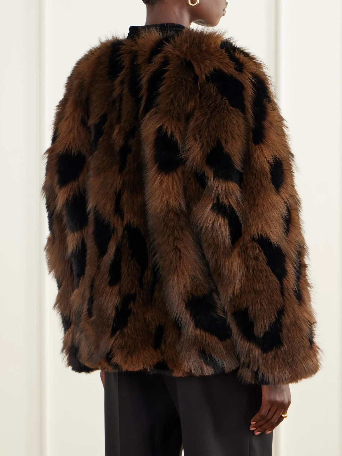 BLAZÉ Milano Chausie Leopard-pattern Velvet-trimmed Plush Jacket