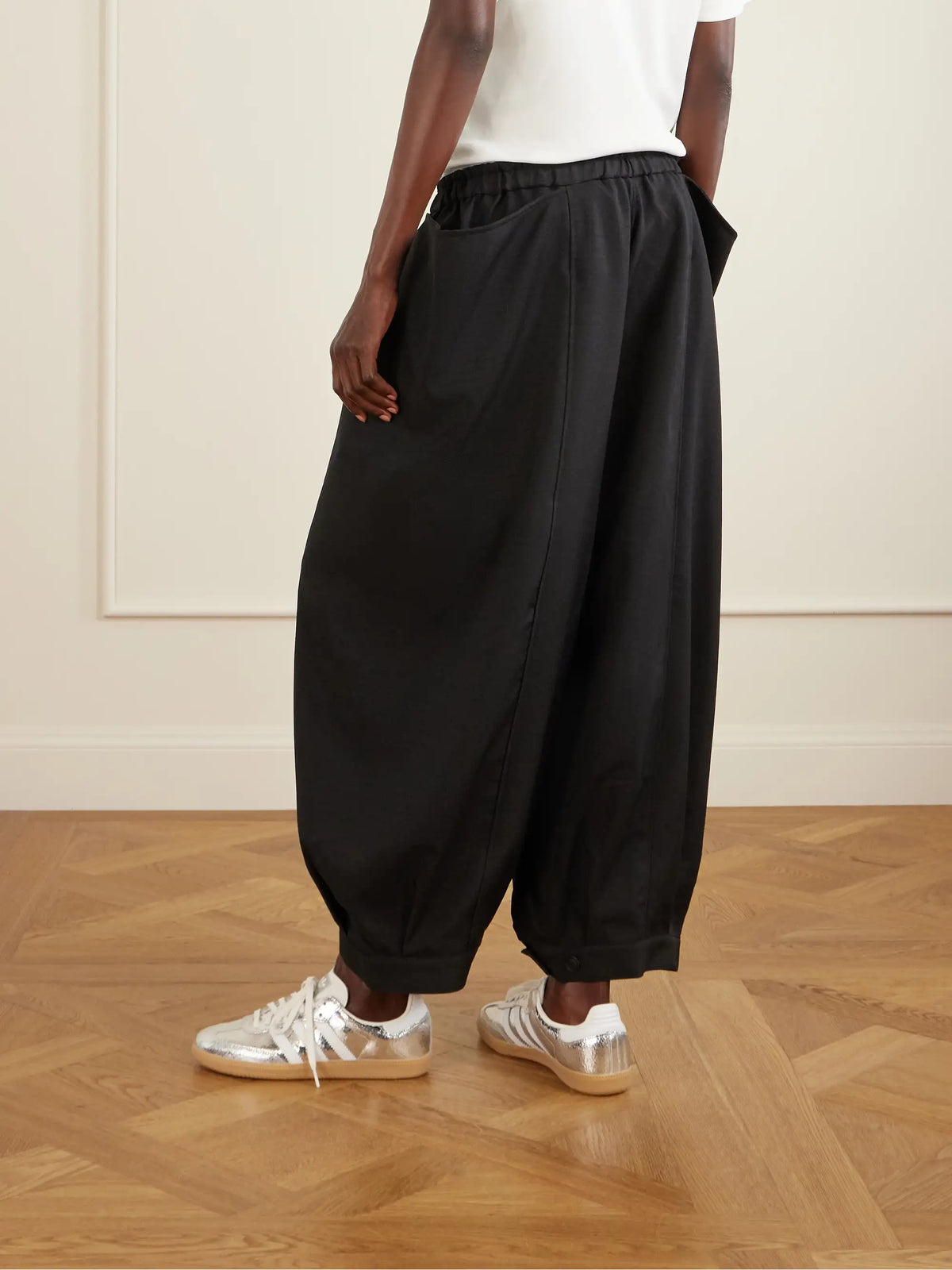 + Y-3 Cropped Recycled-jersey Wide-leg Pants