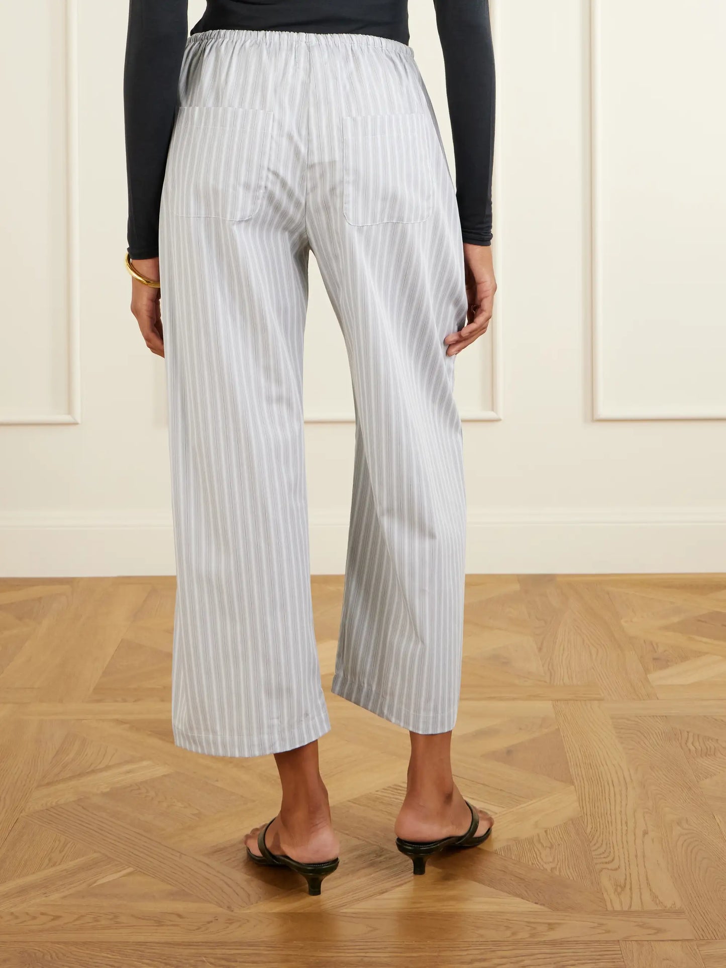 Yoshi Striped Cotton-blend Wide-leg Pants