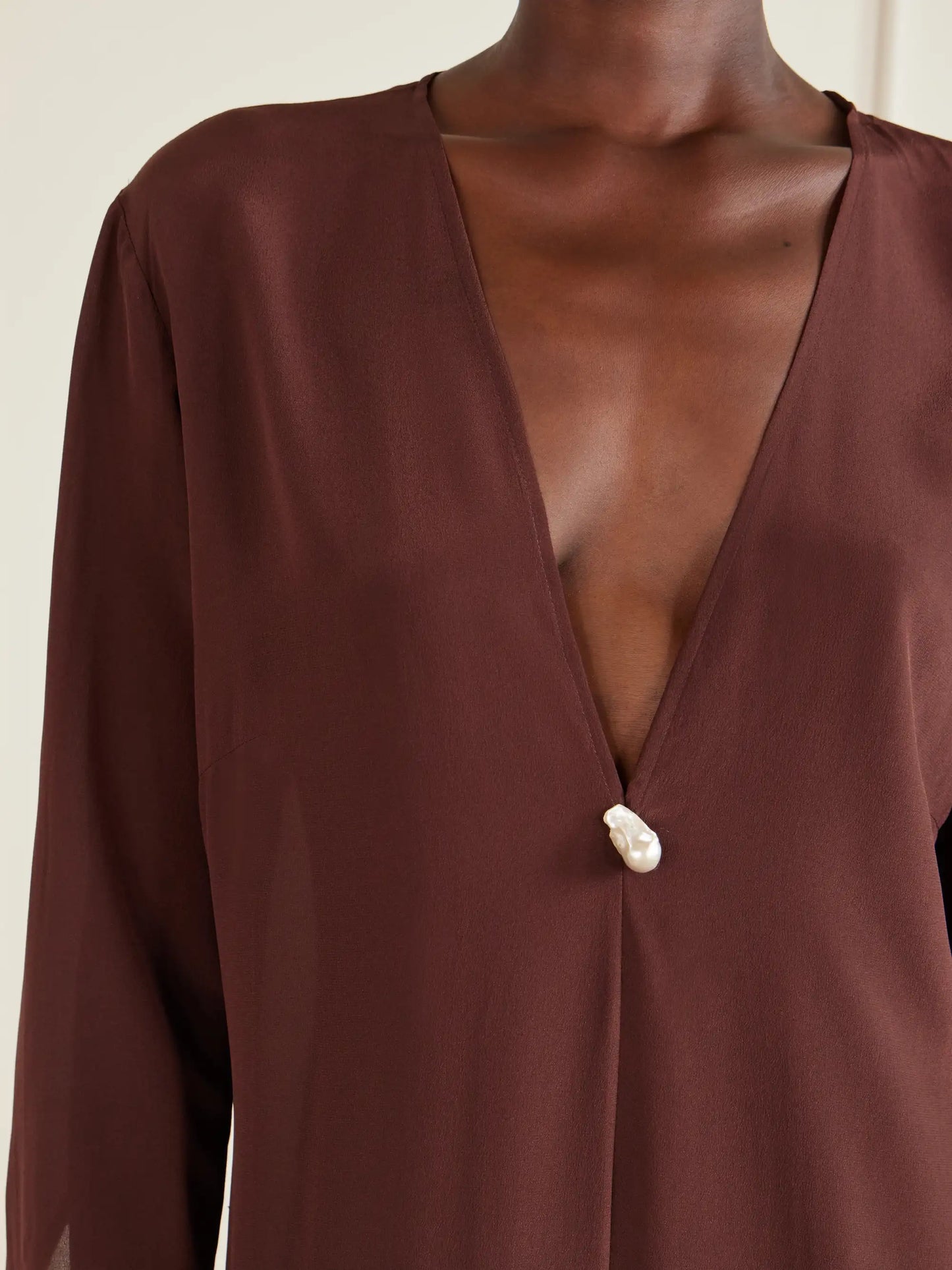 Pearl-embellished Silk-chiffon Kaftan