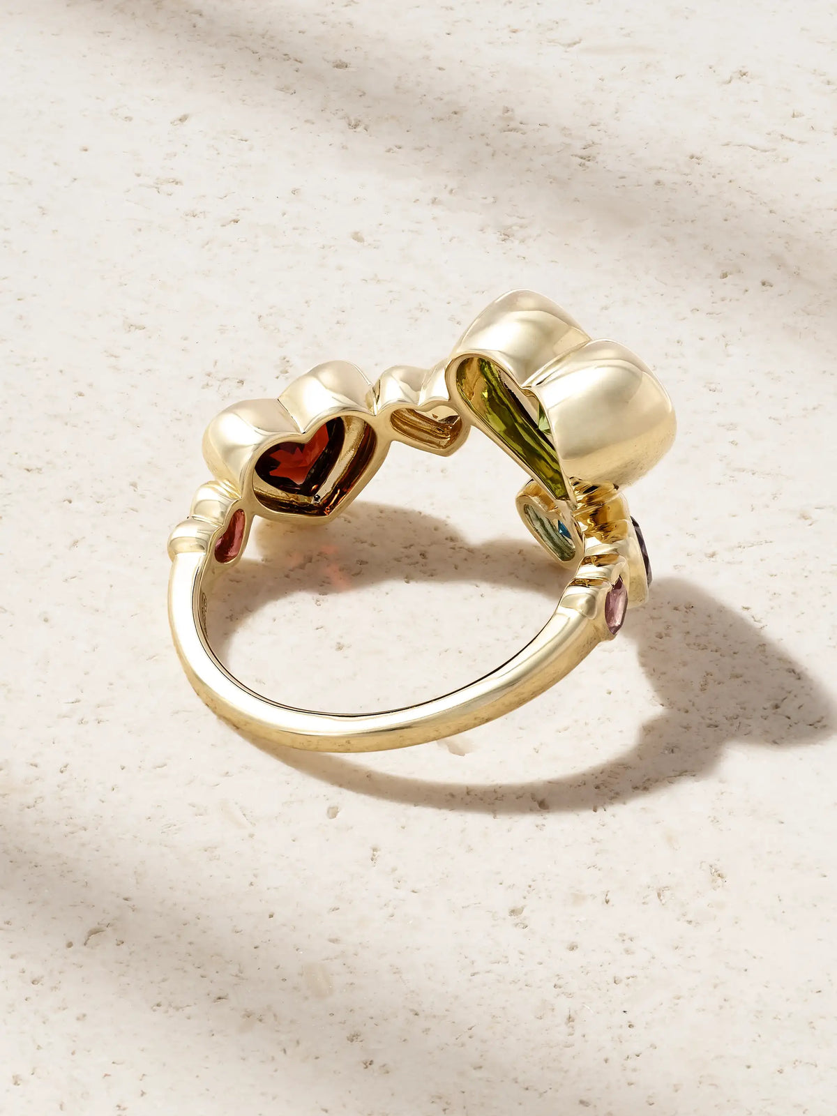 Twisted Heart Stack 14-karat Gold Multi-stone Ring