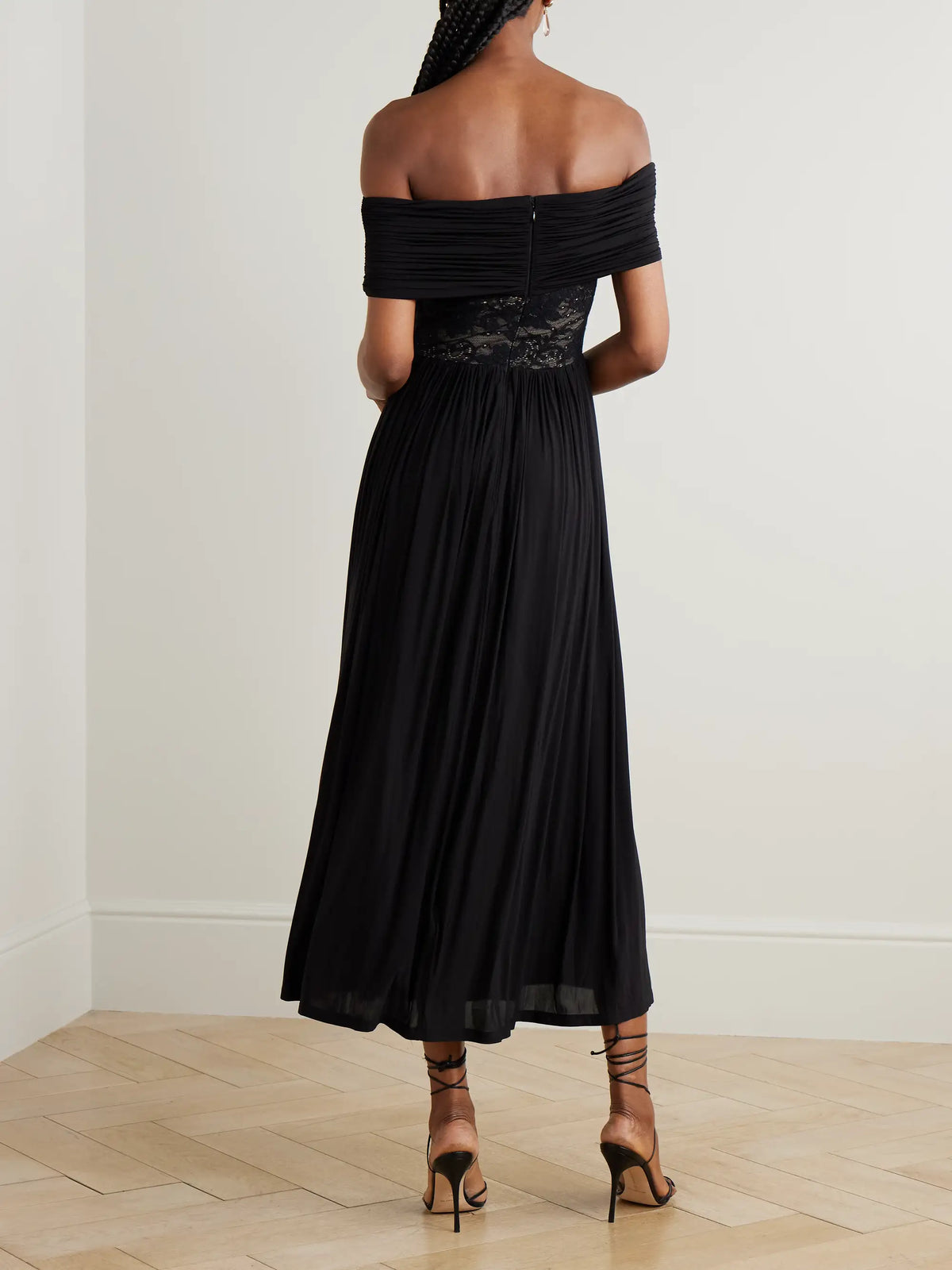 Zimmermann Off-the-shoulder Lace-trimmed Gathered Stretch-jersey Maxi Dress