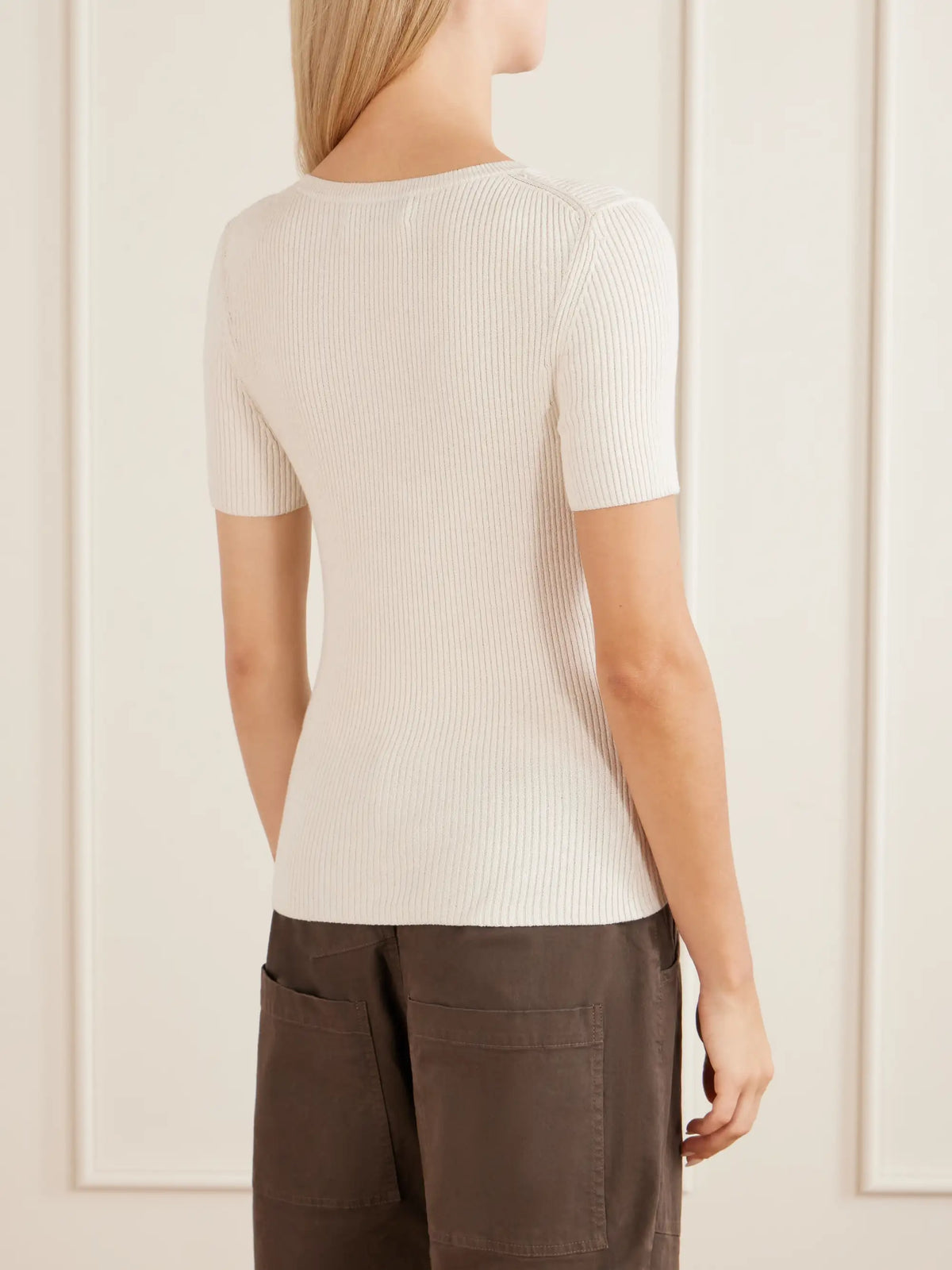 Nili Lotan Francene Ribbed Wool And Silk-blend Top