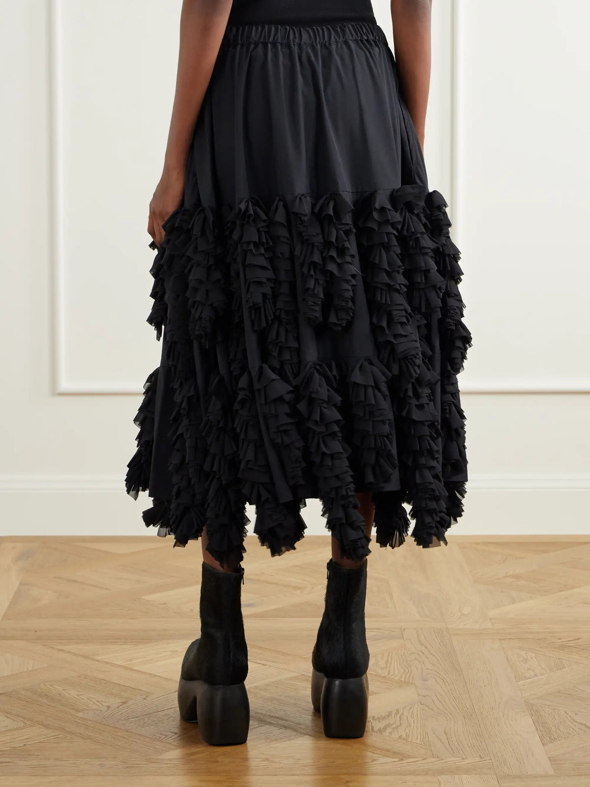 Comme des Garçons Tiered Ruffled Georgette Midi Skirt