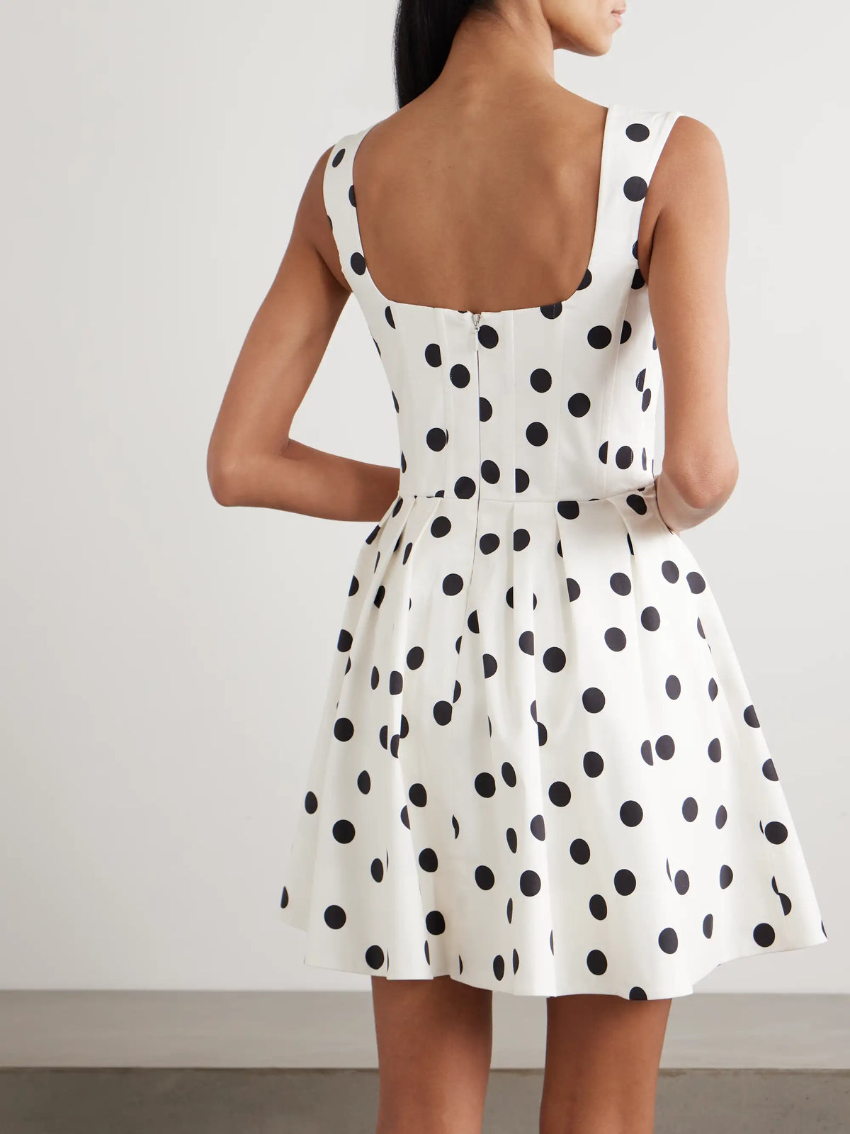Rebecca Vallance Maisie Pleated Polka-dot Cotton-blend Poplin Mini Dress