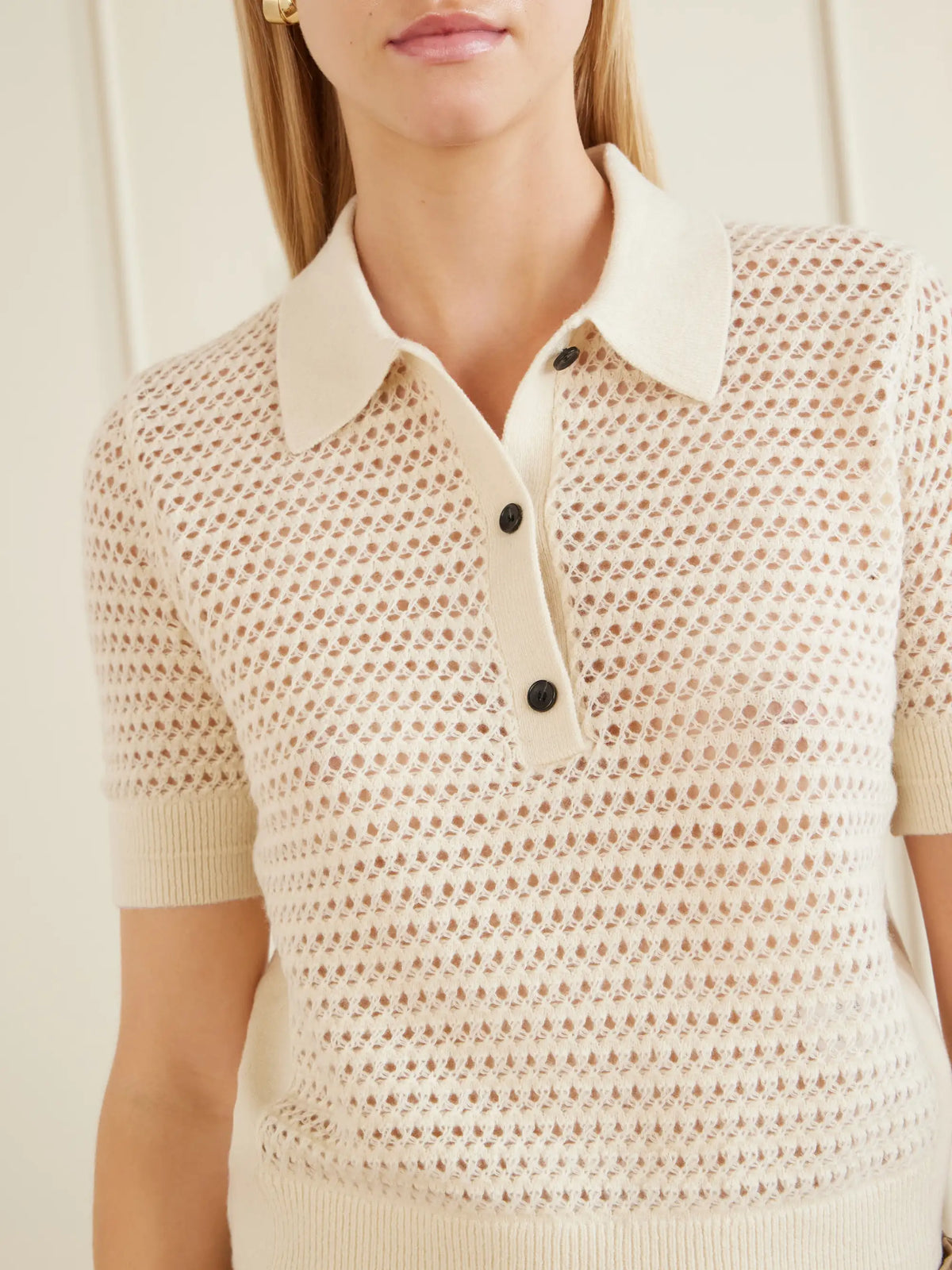 Maria McManus Cashmere And Cotton-blend Crochet-knit Polo Shirt