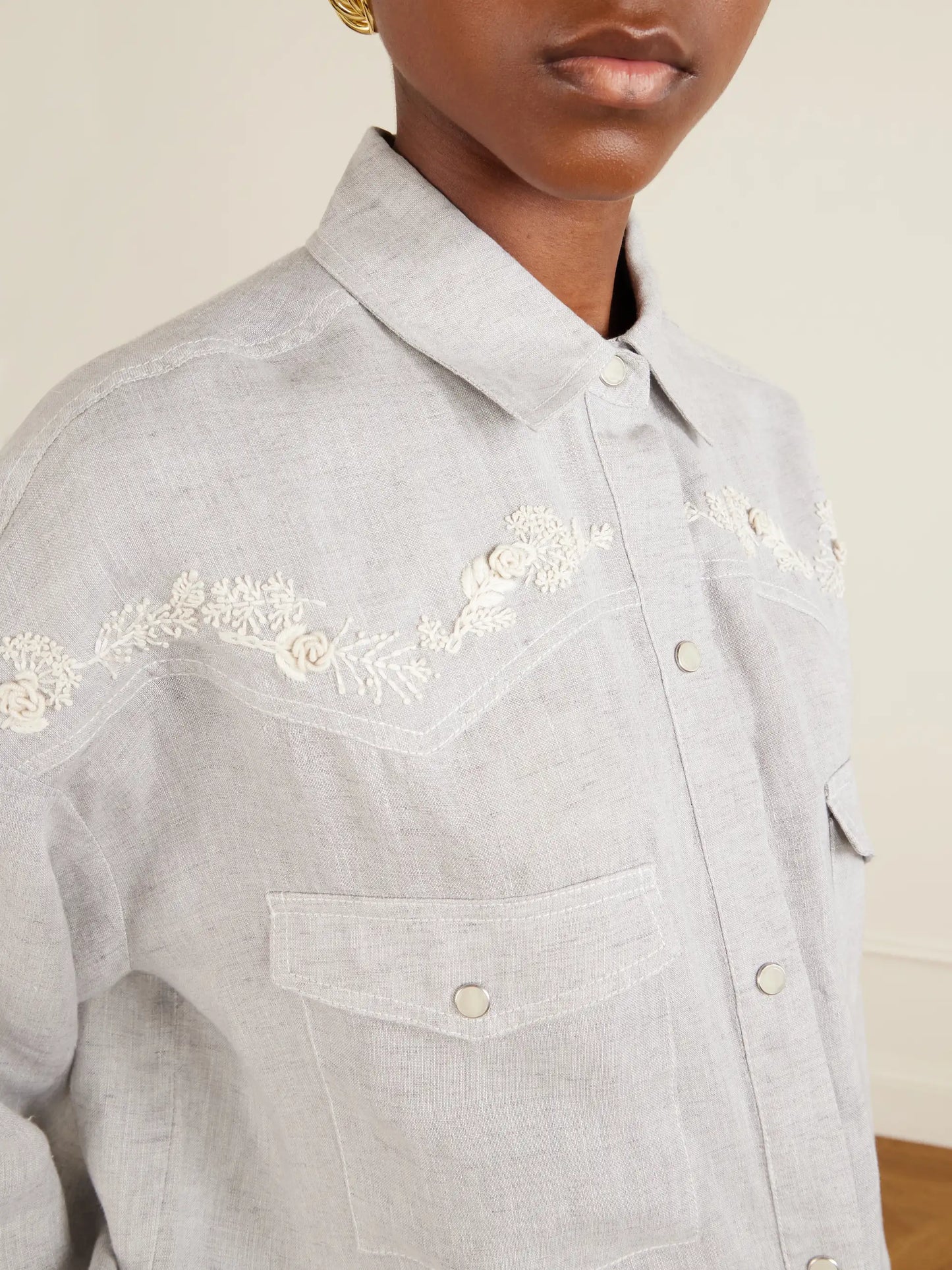 Western Embroidered Hemp Shirt