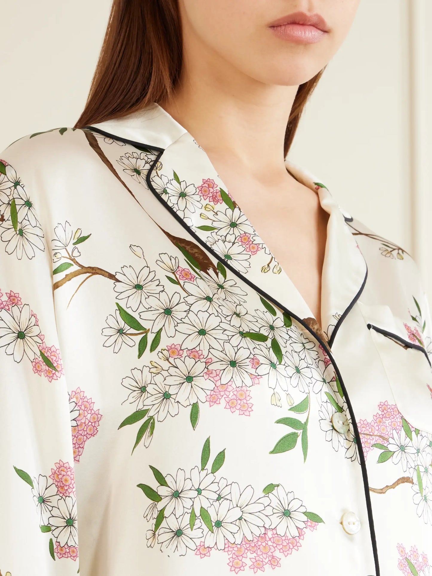 Lila Floral-print Silk-satin Pajama Set