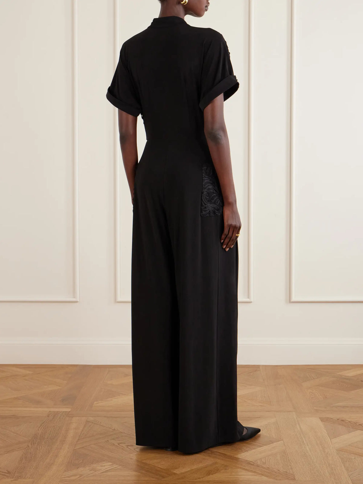 Geralyn Embroidered Velvet Jumpsuit