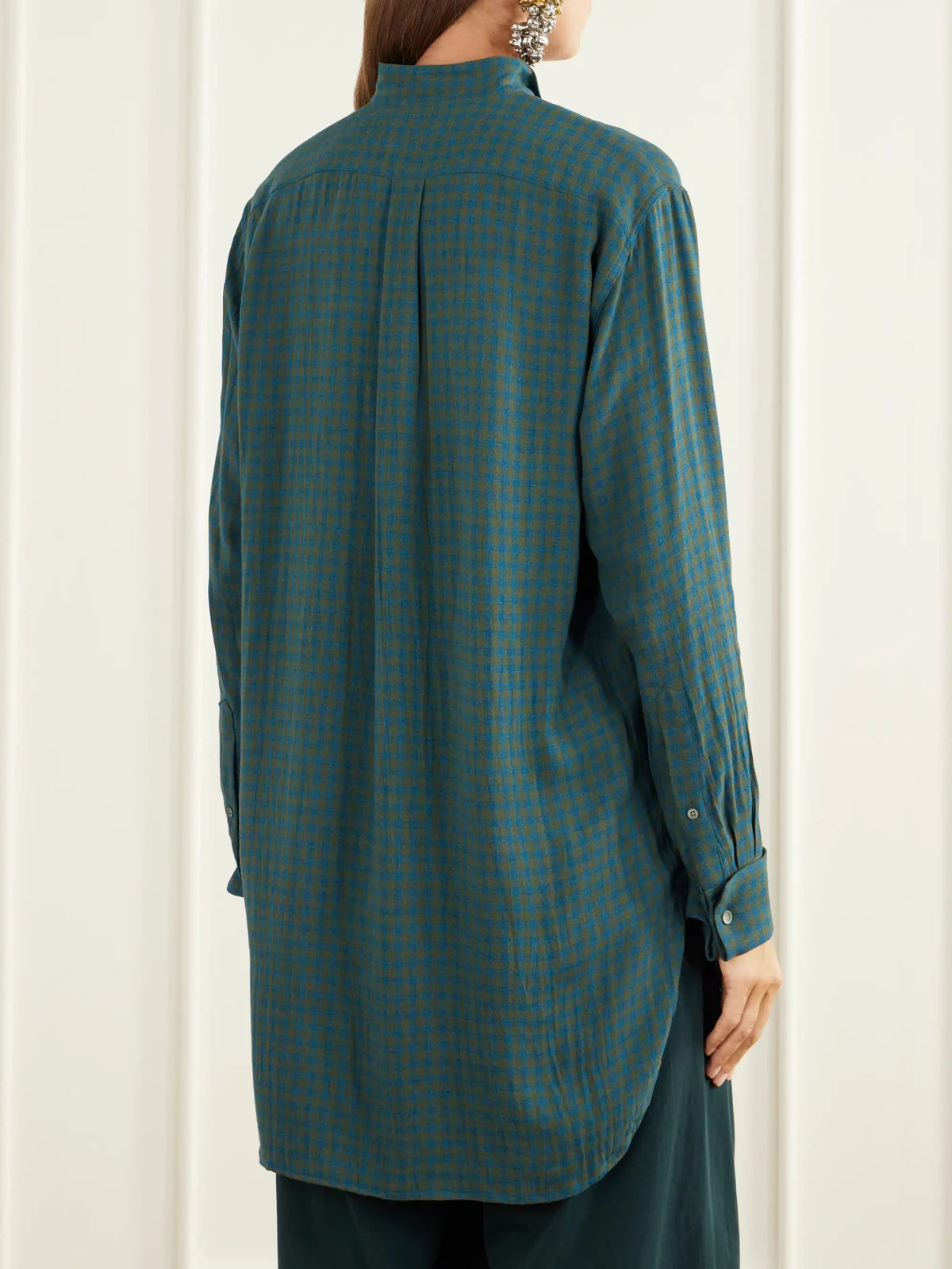 Dries Van Noten Paneled Checked Crepe Shirt