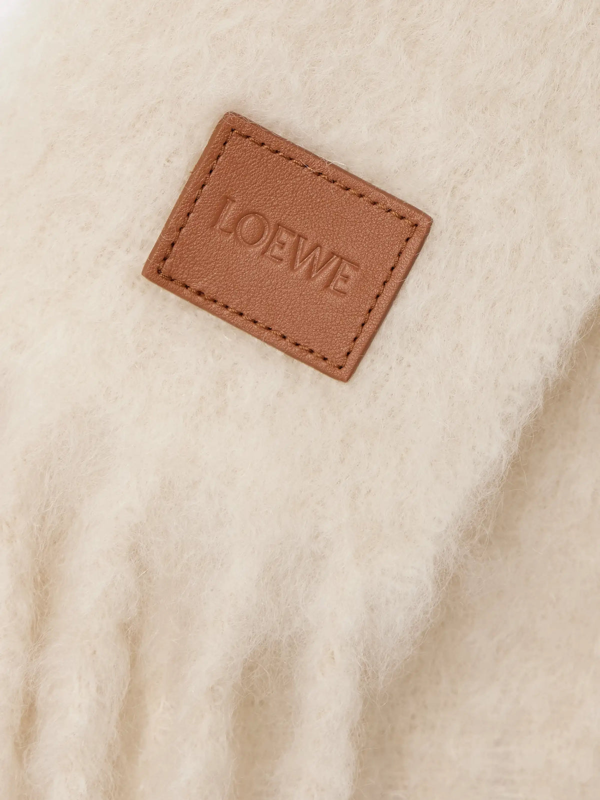 Fringed Appliquéd Leather-trimmed Brushed Mohair-blend Scarf