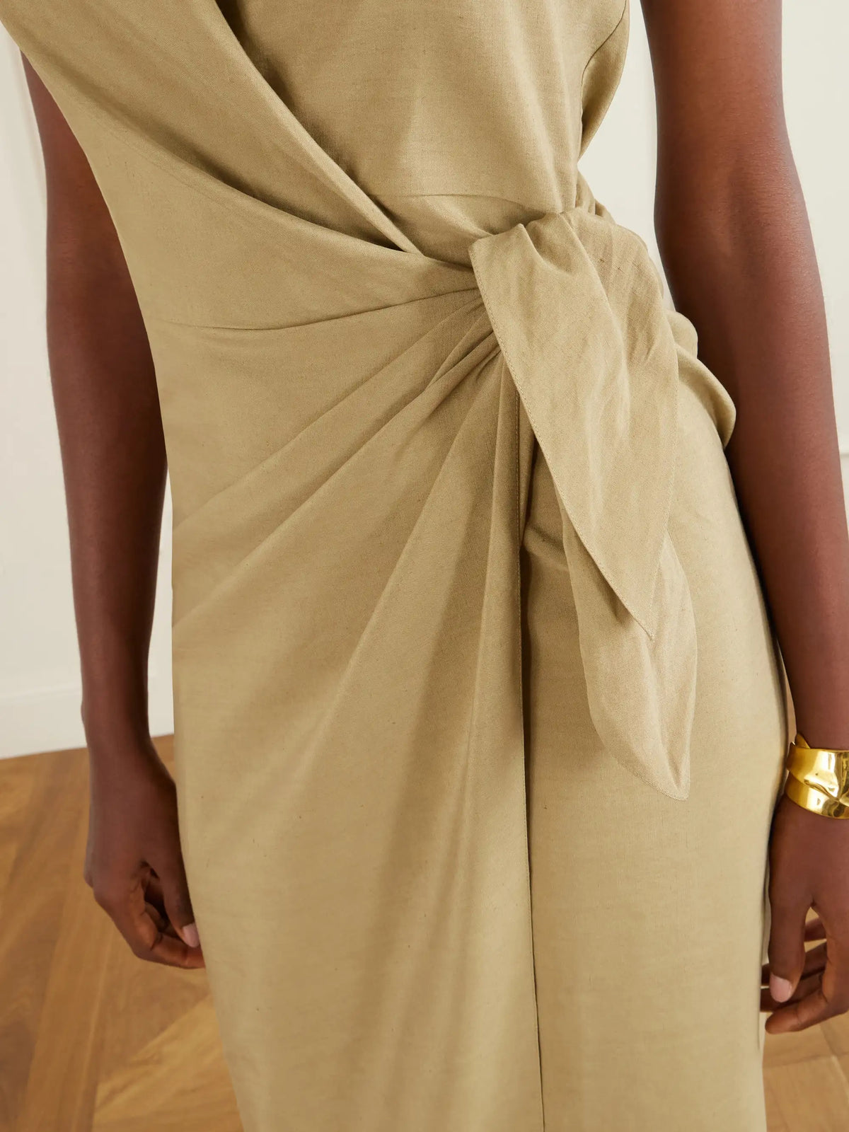 Mona Halterneck Linen And Silk-blend Maxi Dress
