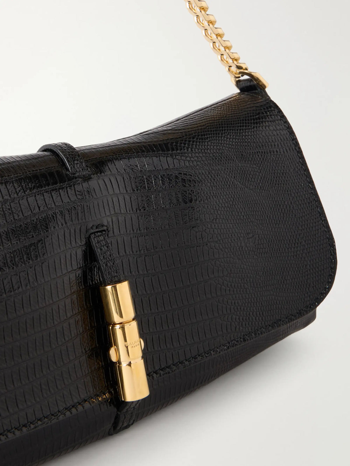 Balmain Metropolis Lizard-effect Leather Shoulder Bag